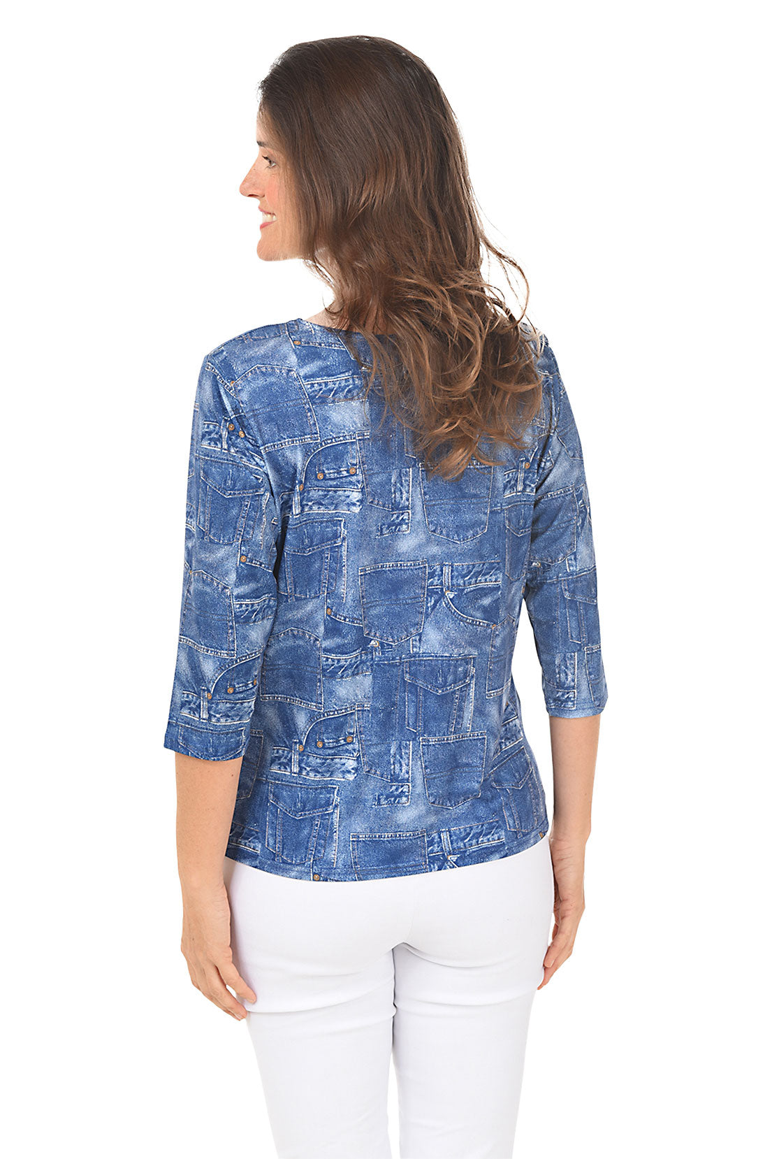Stylish Women's Denim Pocket Knit Top - Trendy Casual Shirt for Everyday Wear, Outings & Layering