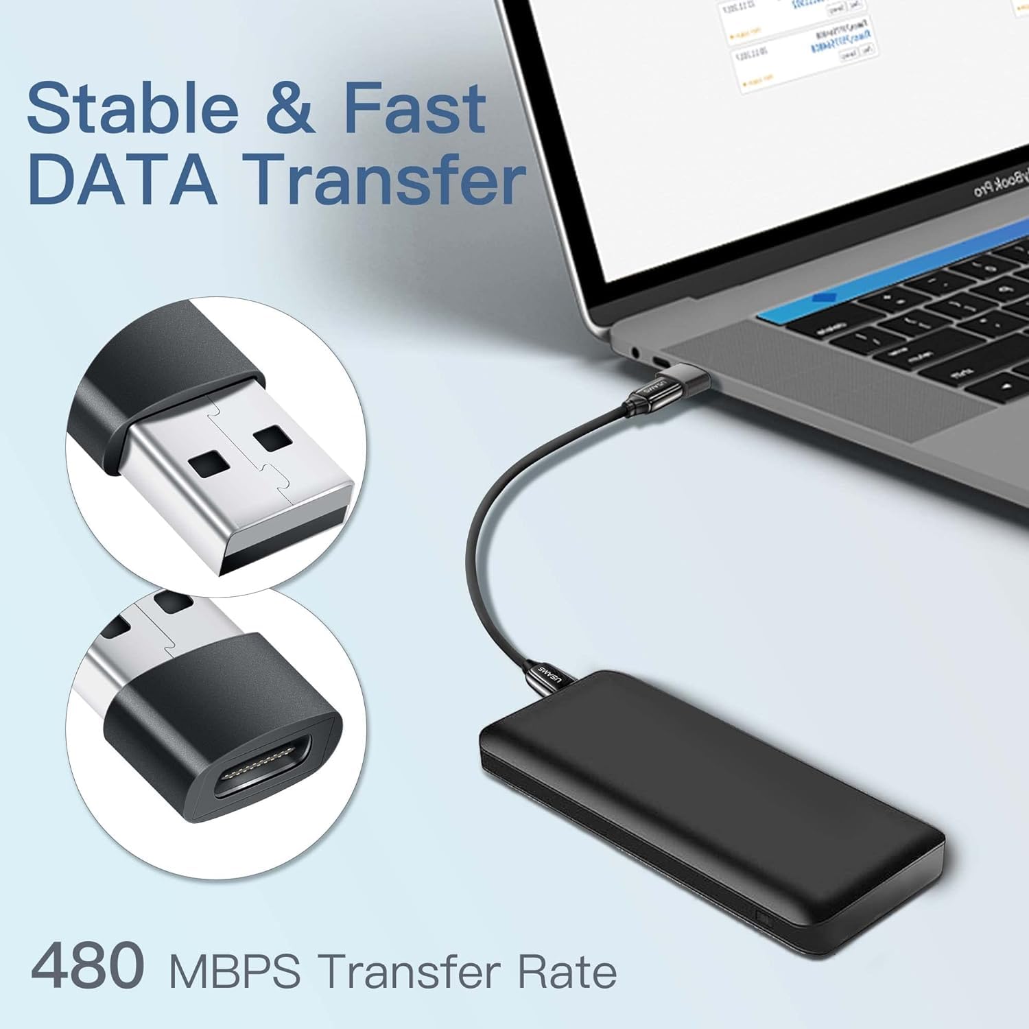 USB 3.1 Type C Female to USB 3.0 Male Adapter - 2 Pack - Compatible with iPhone 12/13/14/15, MacBook, iPad 10, AirPods, Galaxy S23/S24, iWatch & CarPlay - Fast Data Transfer & Charging Adapter for Smartphones, Laptops & Mobile Devices - Perfect for Home, Office & Travel Use