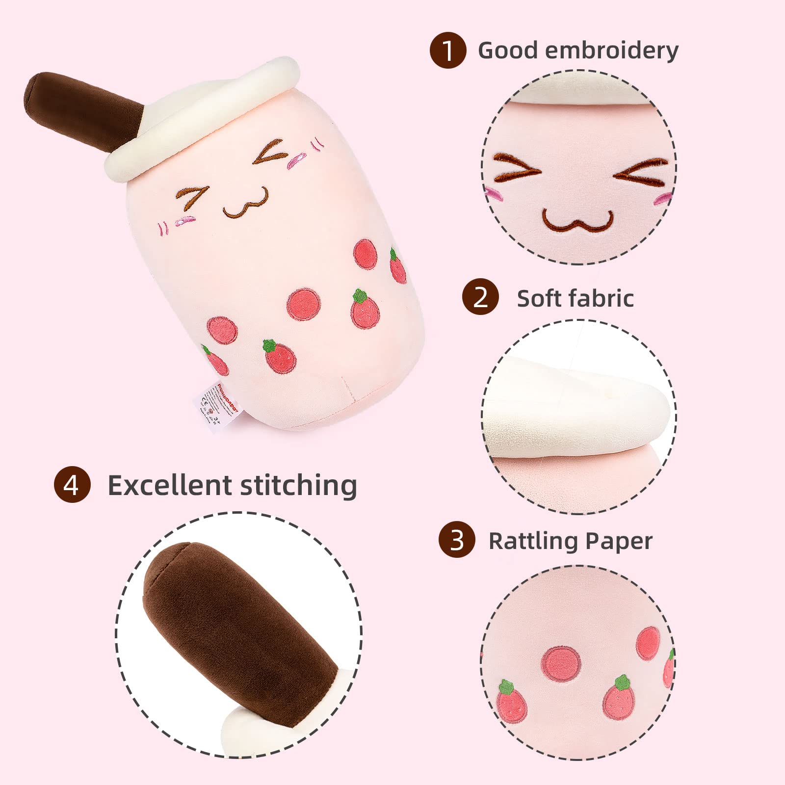 Cute Niuniu Daddy Boba Stuffed Toy - Pink Milk Tea Plushie, Soft Polyester Plush Animal, Kawaii Cuddle Pillow, Perfect Gift for Birthday Christmas (Home Decor, Anime Collection, Cozy Companion)