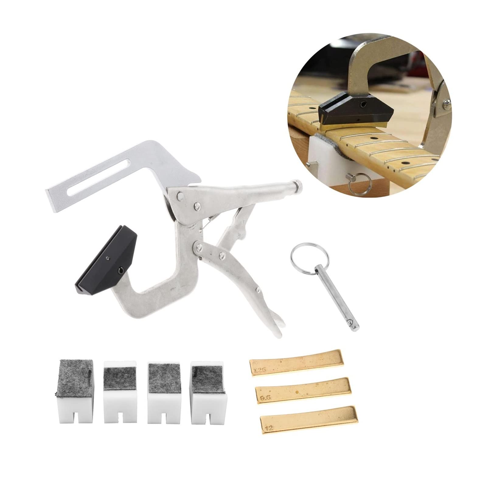 **Professional Luthier Tools Set - 3Pcs Guitar Bass Fingerboard Fret Press Insert Tool with 4Pcs Cauls for Precision Fretwork | Ideal for Guitar Repair, Maintenance & DIY Instrument Building**