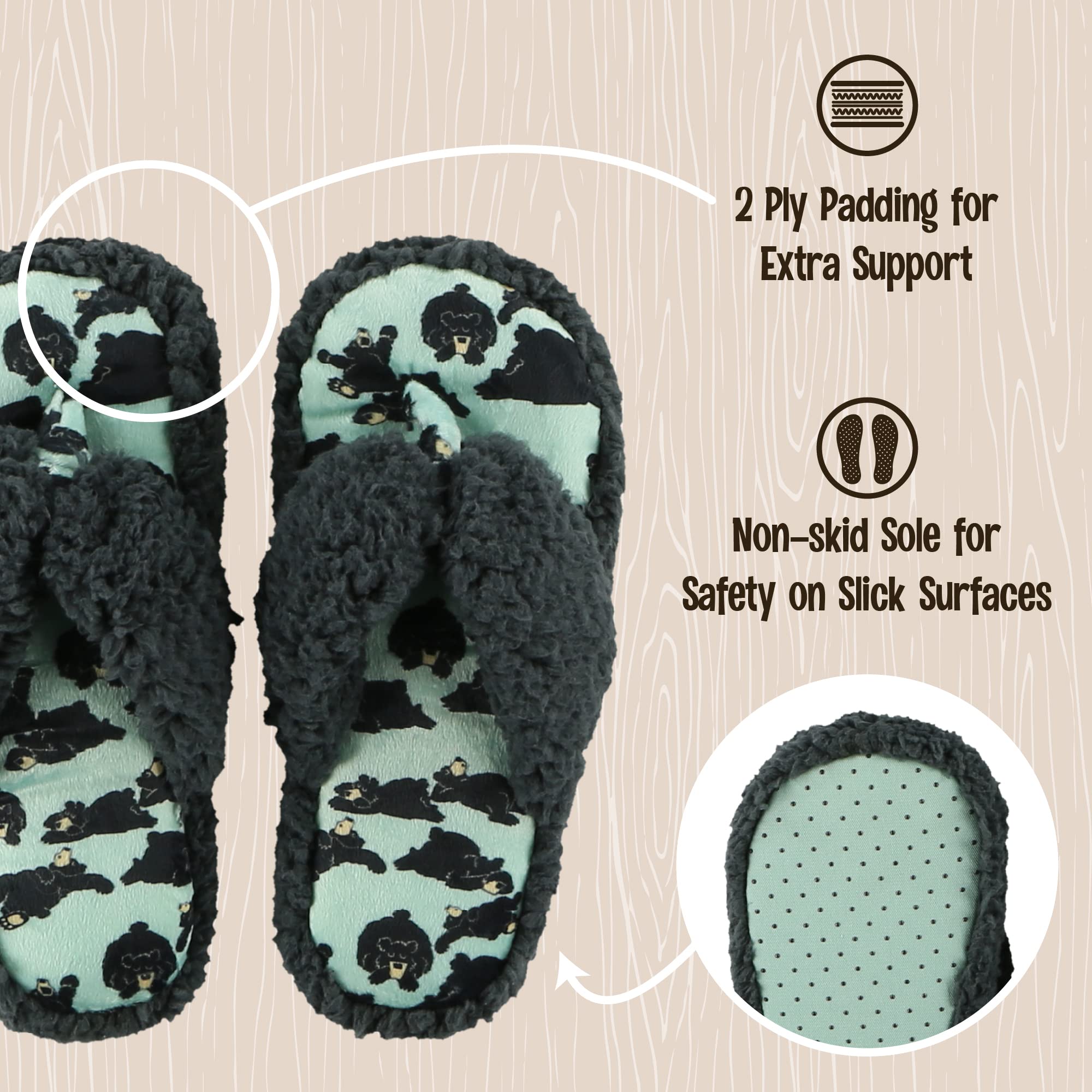 Lazy One Spa Flip Flops for Women & Girls - Cozy Fuzzy House Slippers with Soft Memory Foam - Perfect for Relaxing at Home, Spa Days & Lounging