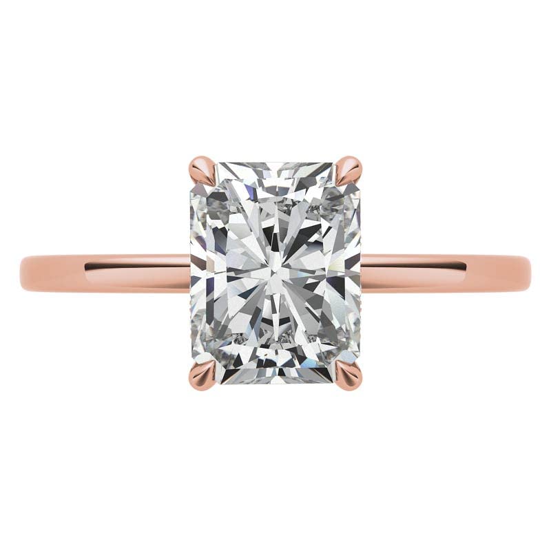 10K Solid Rose Gold Handmade Engagement Ring - 3 CT Radiant Cut Moissanite Diamond Solitaire Wedding Band Set for Women, Her Proposal Ring | Perfect for Bridal Jewelry, Anniversary Gifts & Special Occasions