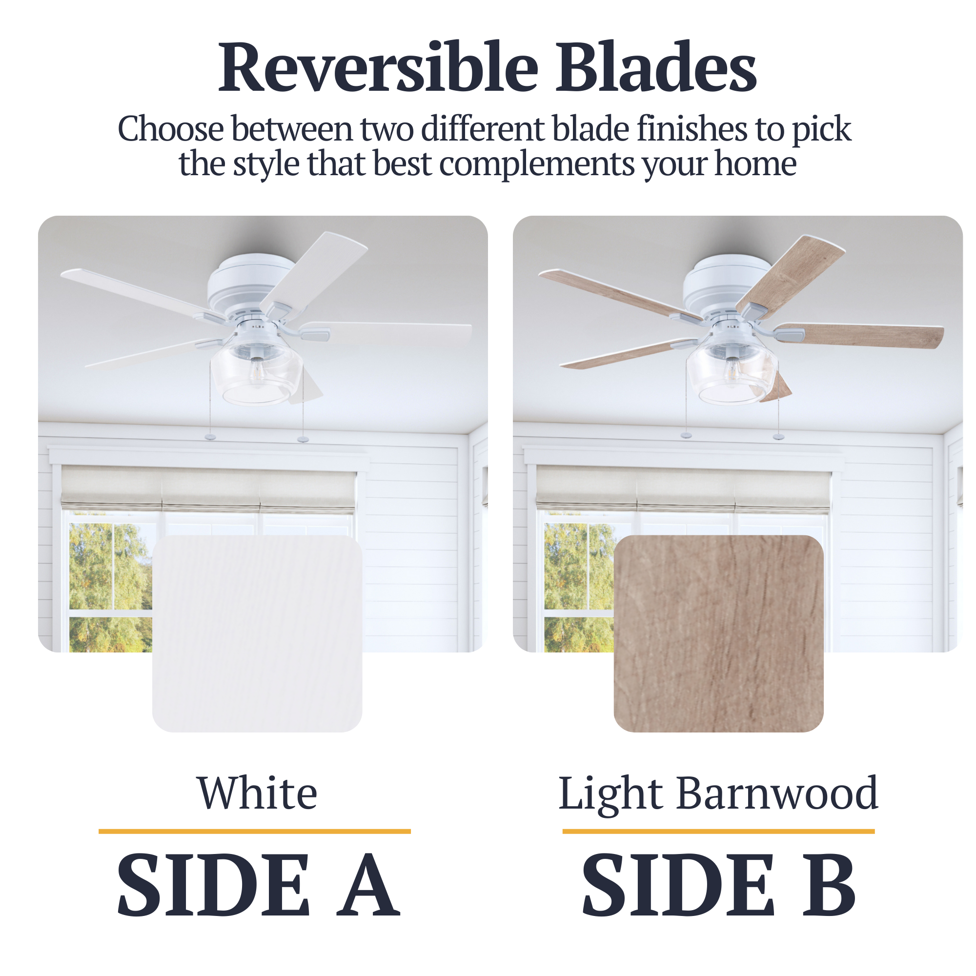 52 Inch White MaCenna Ceiling Fan with Pull Chain & Quick Attach™ - Perfect for Living Room, Bedroom & Office Cooling