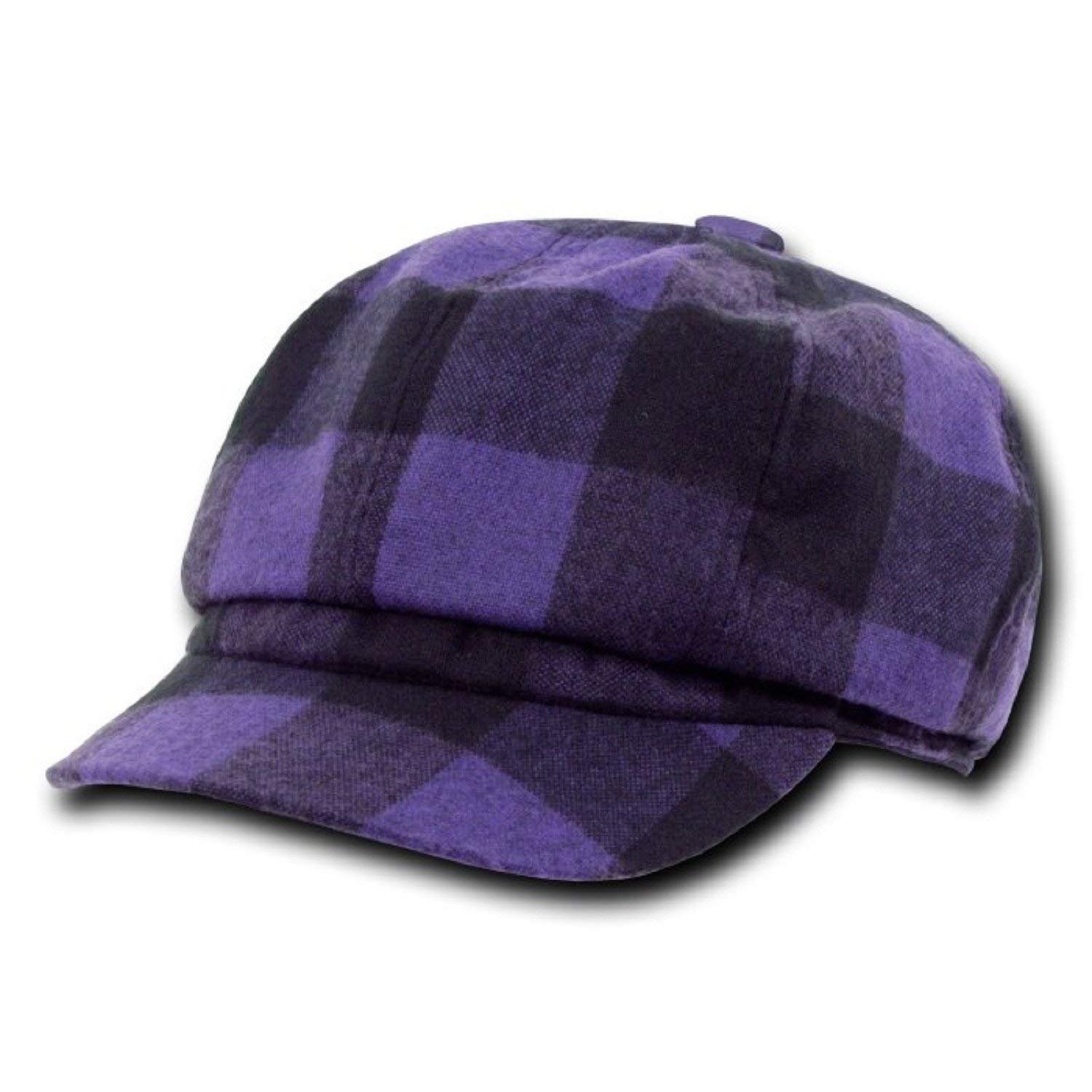 Original Plaid Newsboy Cap for Men & Women - Purple Cotton Vintage Ivy Hat, S/M Size - Perfect for Casual Outfits, Outdoor Activities & Fashion Accessories