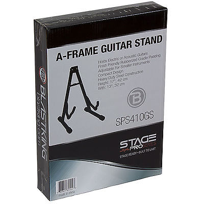 Blastking SPS410GS A-Frame Guitar Stand - Heavy Duty & Adjustable for Acoustic, Electric, Bass Guitars - Perfect for Home, Studio & Stage Use