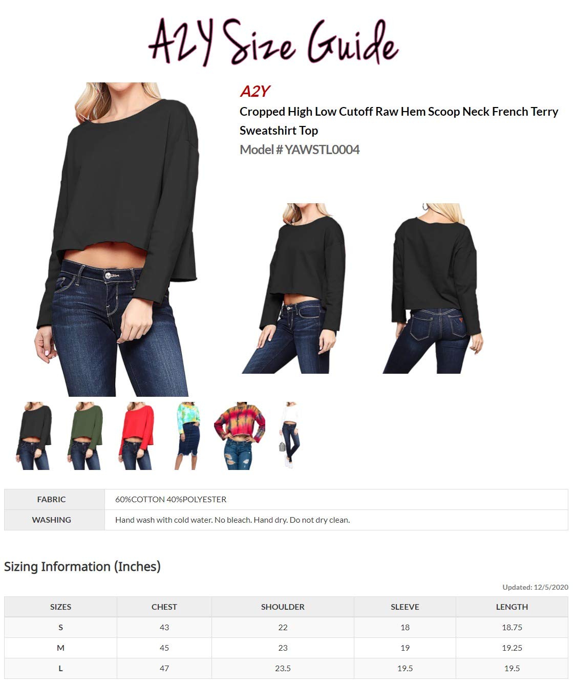 Women's Cropped High-Low Raw Hem French Terry Sweatshirt - Casual Scoop Neck Pullover for Spring & Fall | Perfect for Streetwear, Layering & Lounge Wear