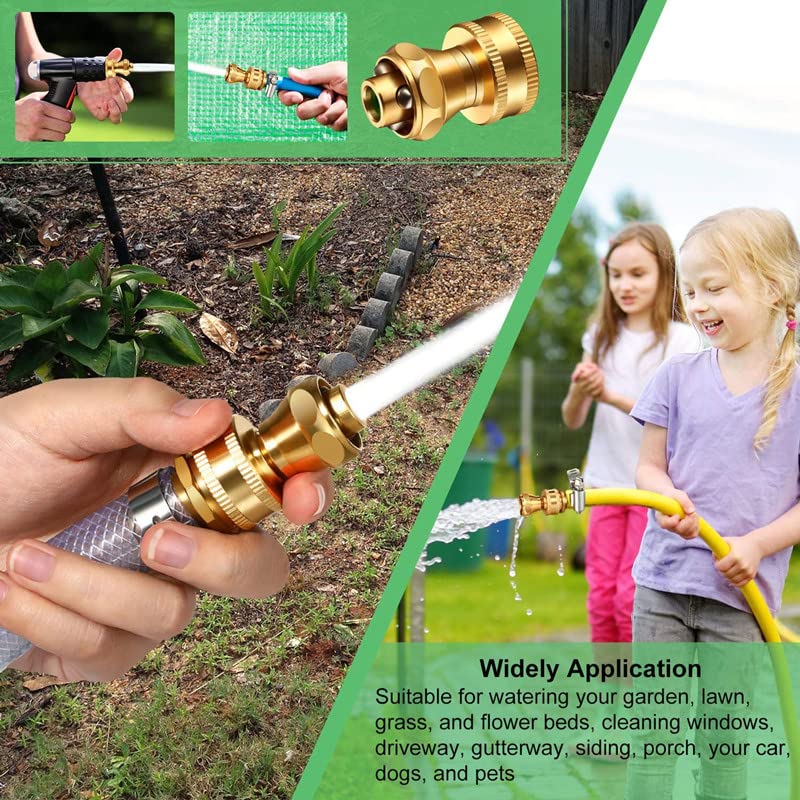 2 Pack Brass Garden Hose Nozzle - Heavy Duty Adjustable Water Spray Nozzle with 8 Spray Patterns for Lawn, Plants, Car Washing & Pet Bathing | Outdoor Watering & Cleaning Tool