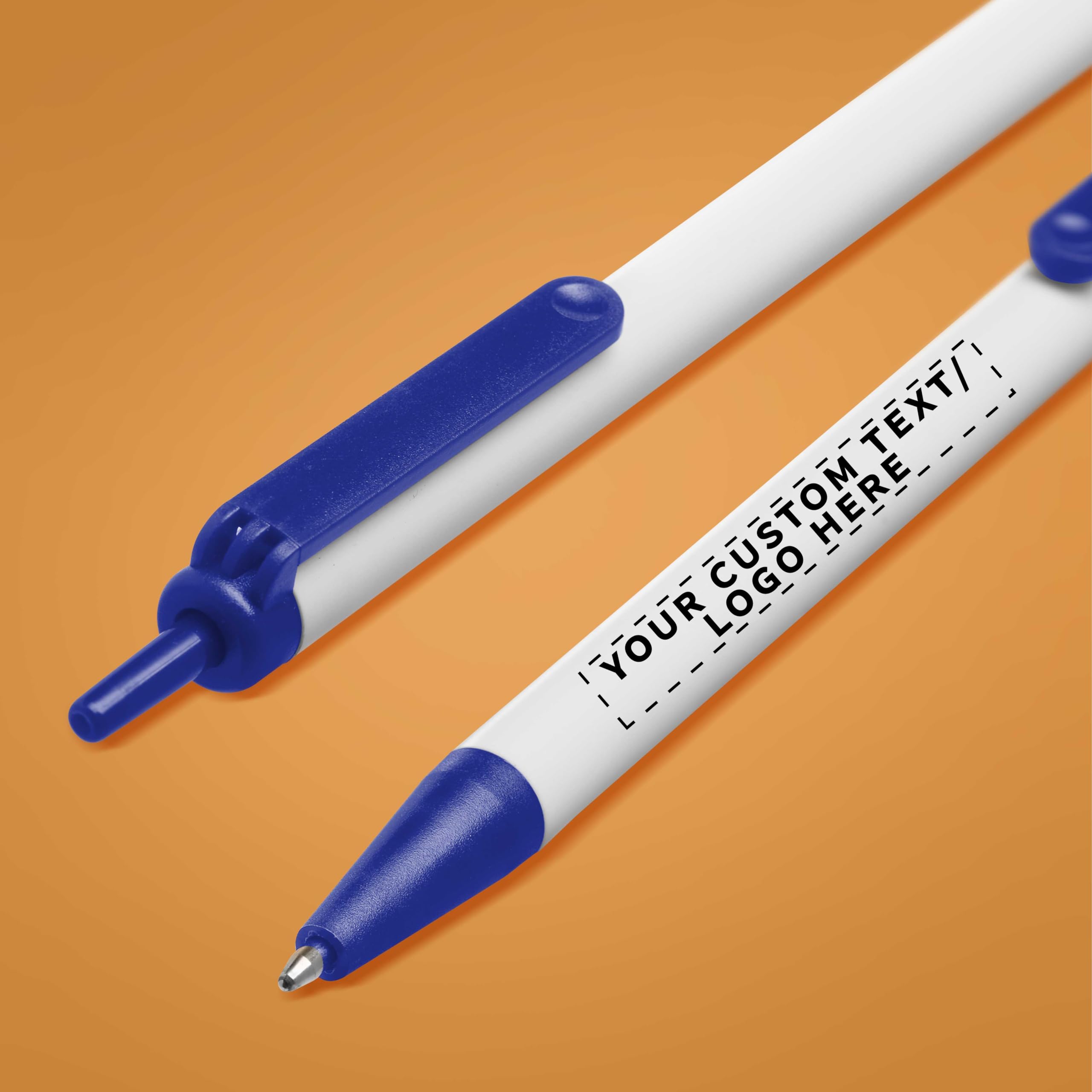 10-Pack Retractable Pens with Custom Text & Logo - Slim Barrel, Black Ink - Premium Promotional Pens for Office, School & Business Gifts