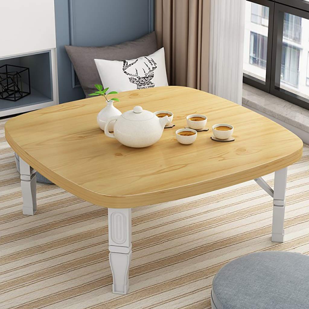 Foldable Square Dining Table - Japanese Low Tea Table, Study Desk for Small Spaces, Tatami Bedroom & Bay Window - 80x80×35cm, 7 Color Options (Ideal for Tea Ceremonies, Home Office & Compact Living)