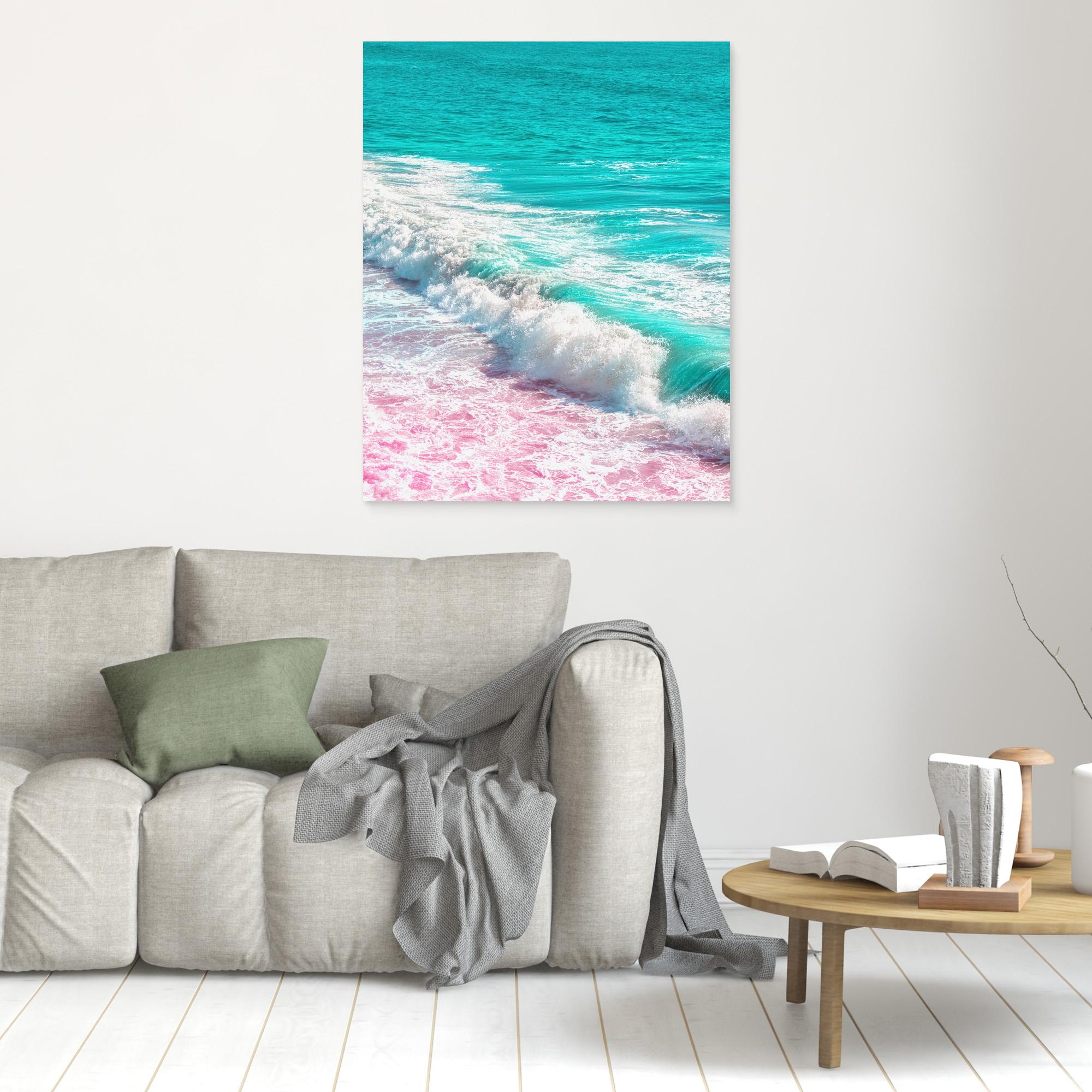 Stunning Pink and Blue Waves Crashing Canvas Print by Tom Windeknecht - Perfect for Beach House Decor & Coastal Living Room Wall Art