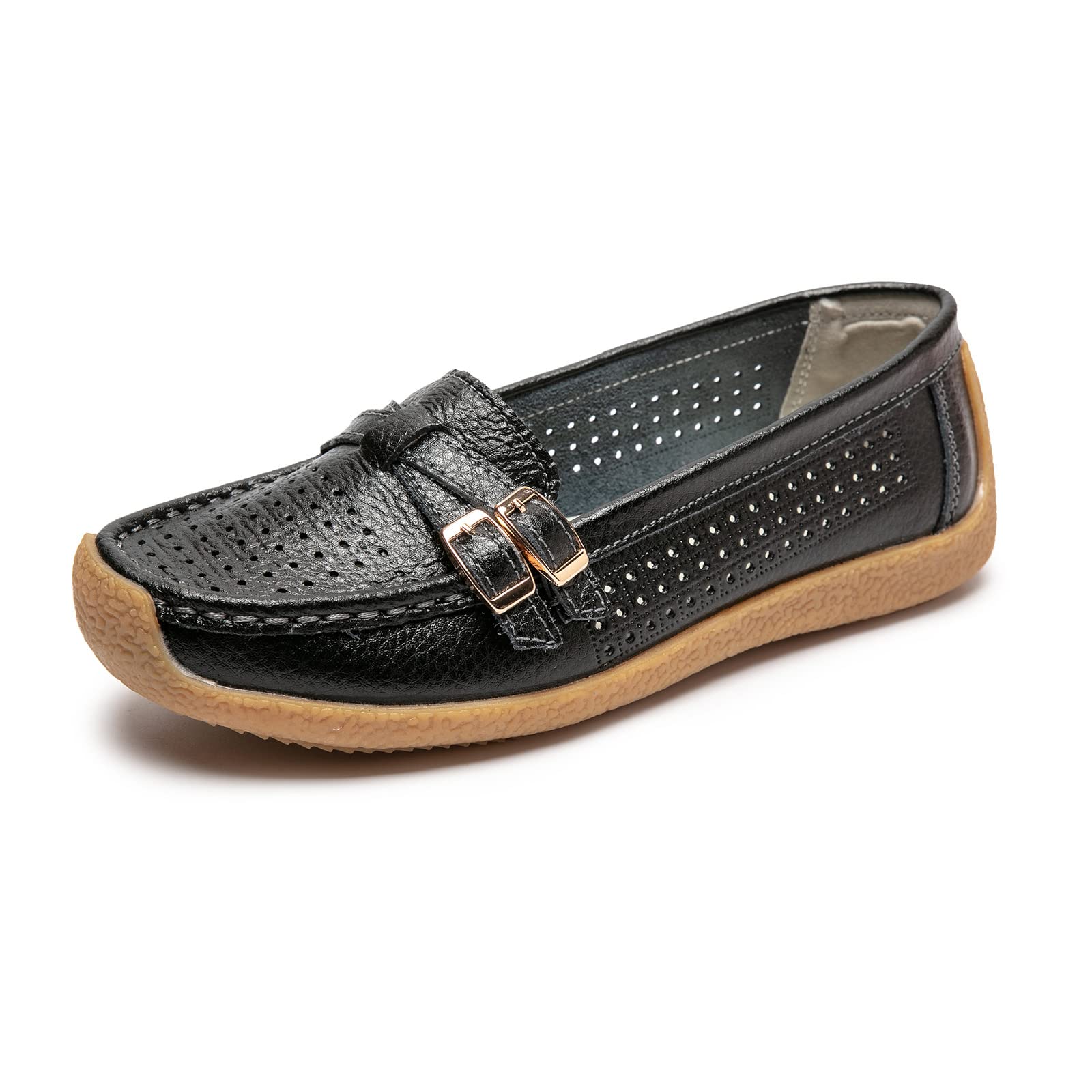 Women's Comfortable Leather Loafers - Casual Slip-On Driving Shoes with Anti-Collision Design, Soft Moccasins for Daily Walking | Perfect for Work, Travel & Outdoor Activities