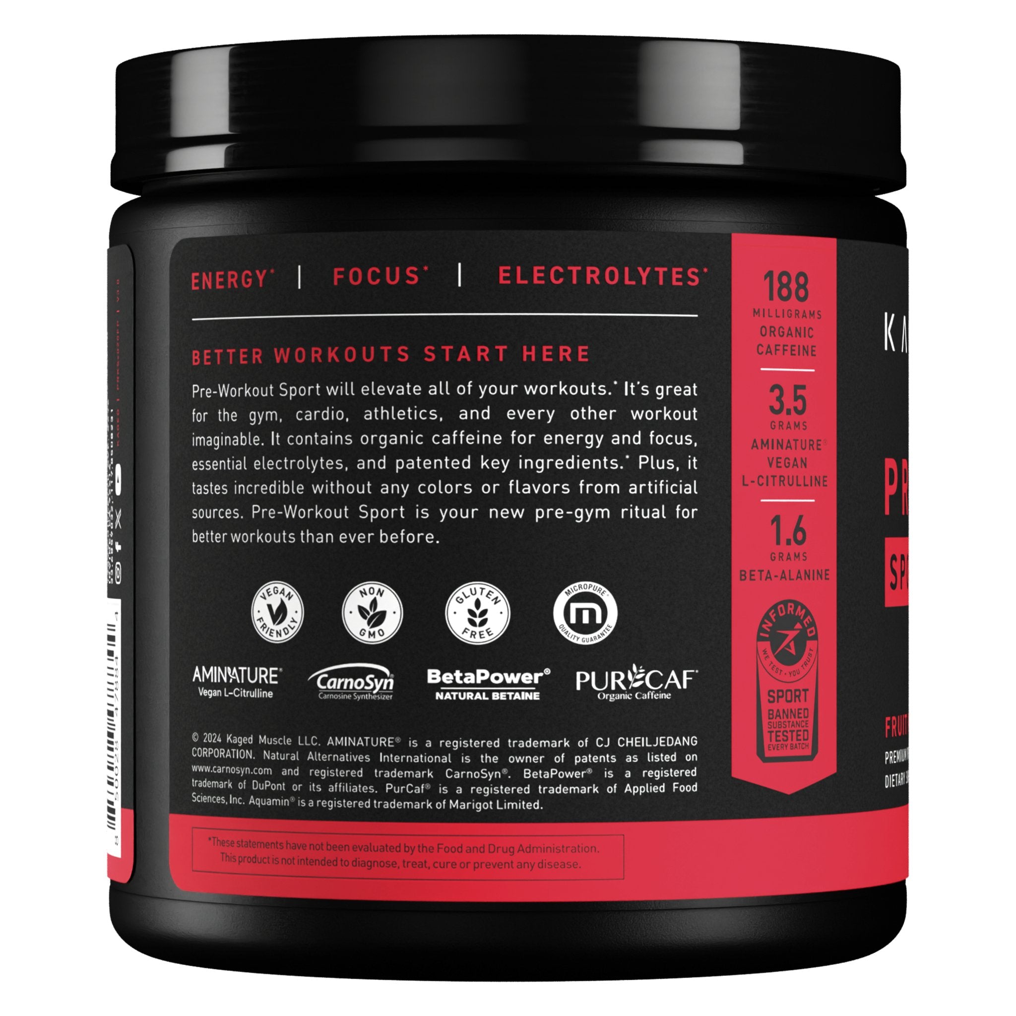 KAGED Premium Pre Workout Supplement for Athletes - Boost Energy, Focus & Endurance for Gym & Sports Performance