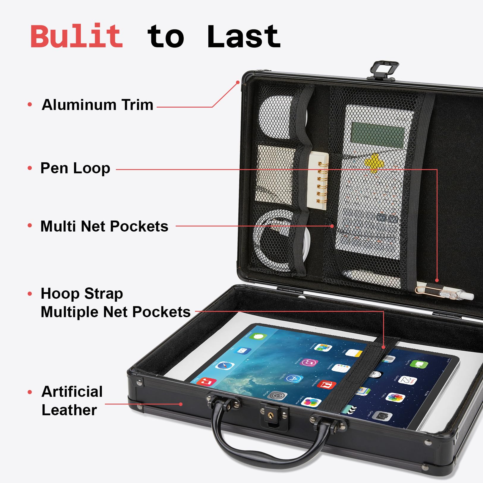 Sooez Heavy Duty Metal Locking Clipboard Storage Box with Handle - Secure Letter Size Paper Holder (12.6