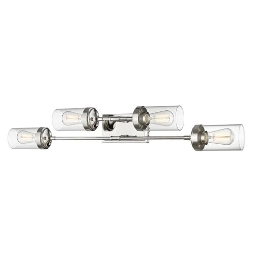 Z-Lite 617-4V-PN 4-Light Bathroom Vanity Light Fixture in Polished Nickel Finish - Perfect for Modern Bathrooms & Dressing Rooms