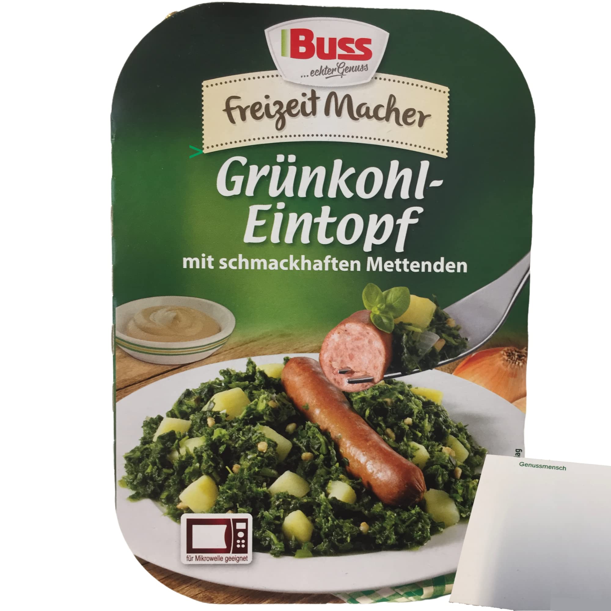 Buss Freizeitmacher Green Kale Stew (300g Pack) + Usy Block - Authentic German Comfort Food for Quick Meals & Camping Trips
