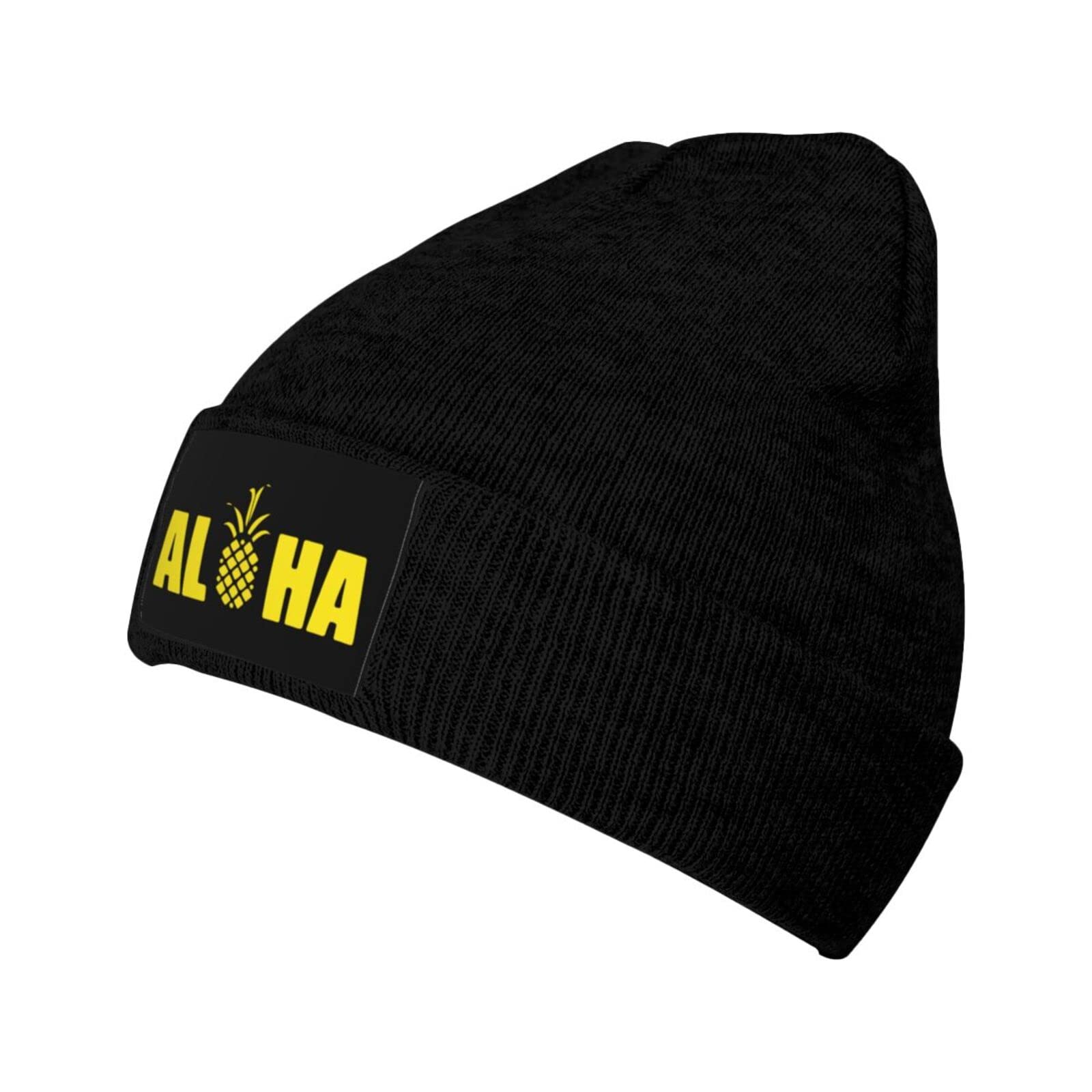 Warm Unisex Winter Knit Hat for Men & Women - Hawaii Pineapple Design Beanie, Thermal Cuff Ski Skull Cap in Black | Perfect for Skiing, Snowboarding & Cold Weather Activities