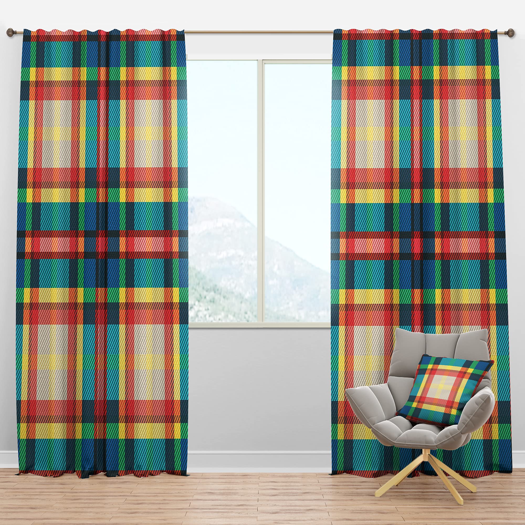 DesignQ Blackout Curtains - Thermal Insulated Tartan Geometric Texture III - 52x84 Single Panel for Bedroom & Living Room - Perfect for Light Blocking, Privacy & Energy Savings