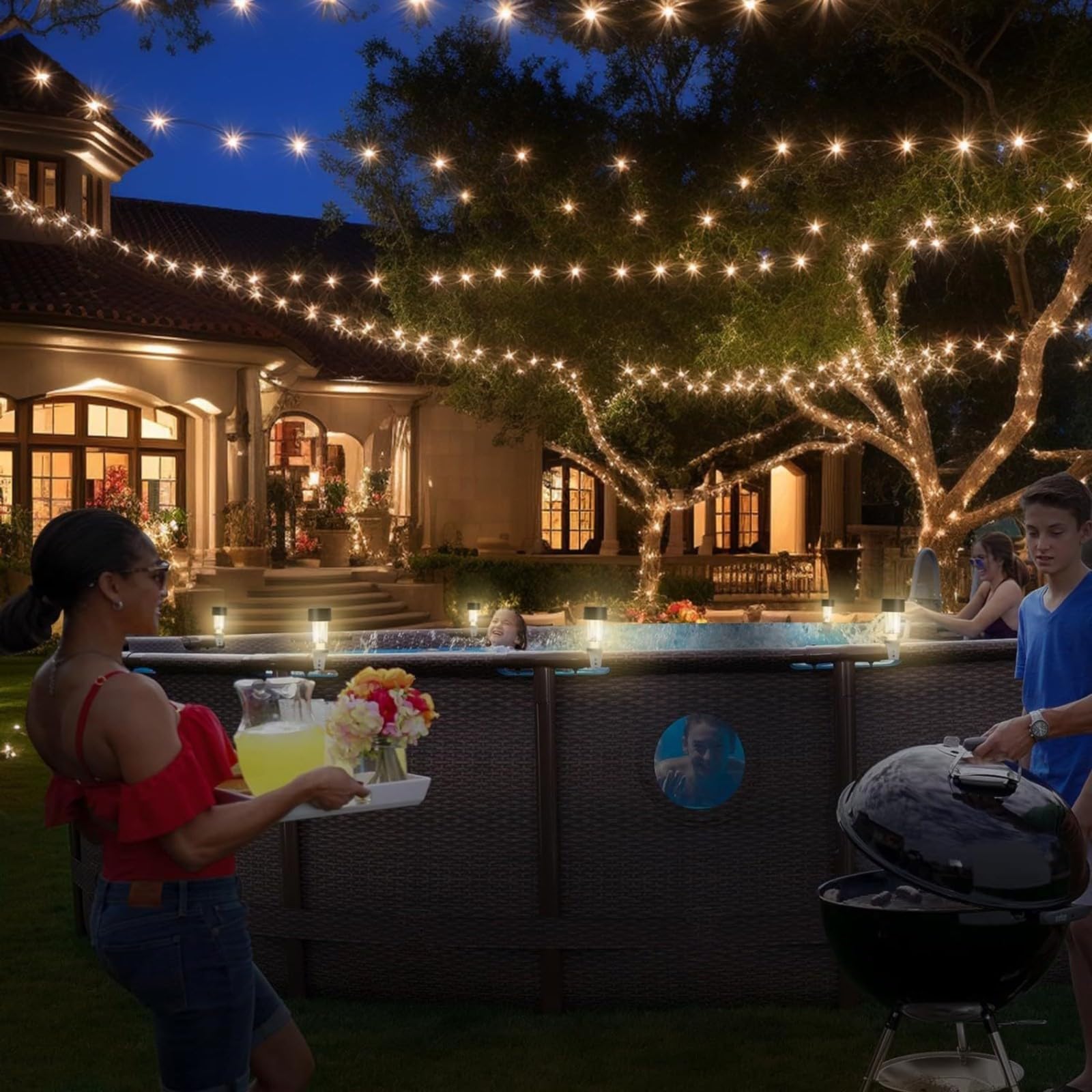 Solar Pool Lights 6-Pack - Waterproof LED Solar Lights for Above Ground Pools, Outdoor Swimming Pool Fence & Enclosure Lighting Decorations - Perfect for Nighttime Pool Parties & Backyard Decor