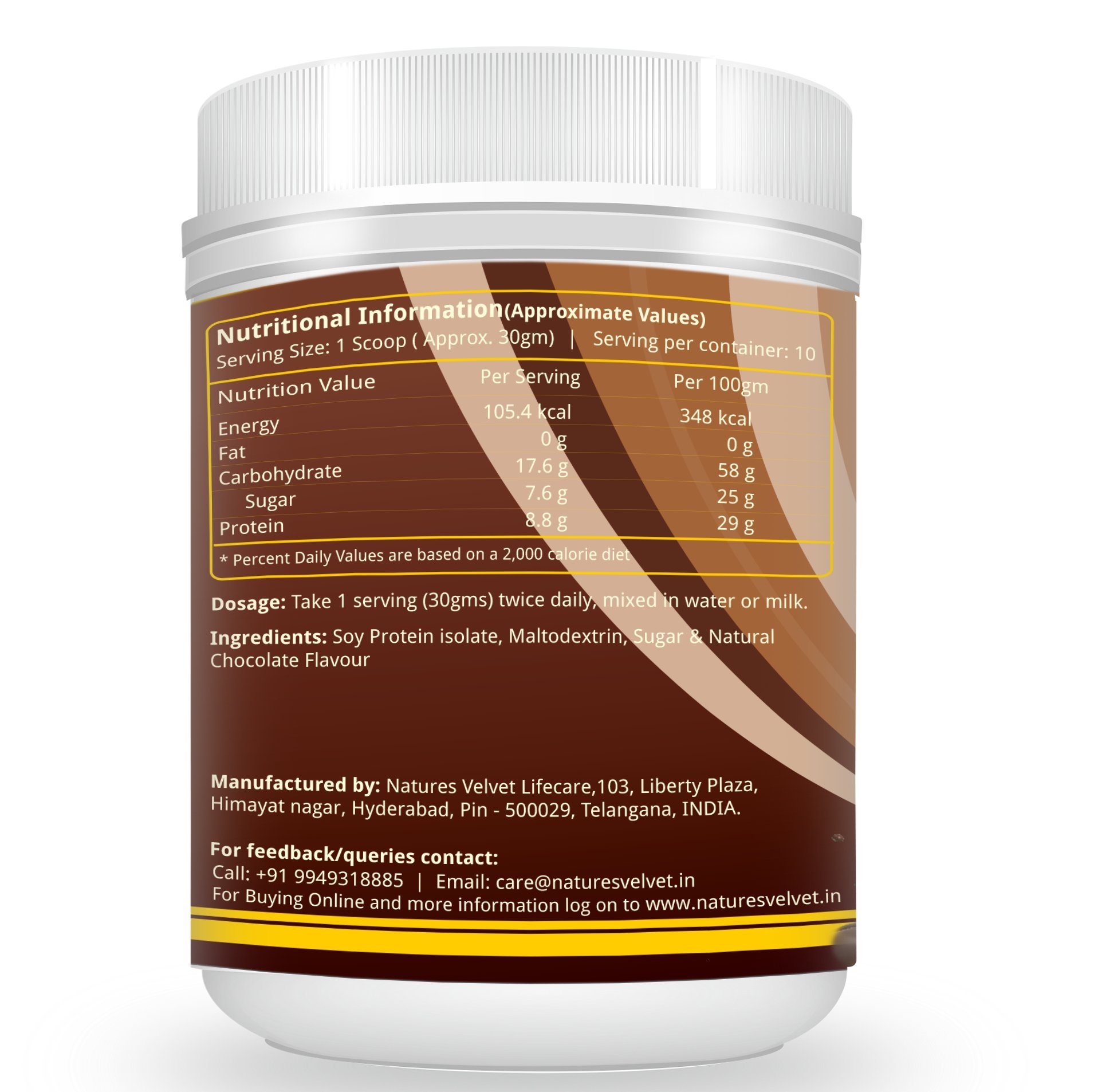 Natures Velvet NV Grow Soy Protein Drink - 300g Chocolate Flavor | Plant-Based Protein Powder for Muscle Recovery, Weight Loss & Healthy Lifestyle | Perfect for Post-Workout, Breakfast Smoothies & Meal Replacement