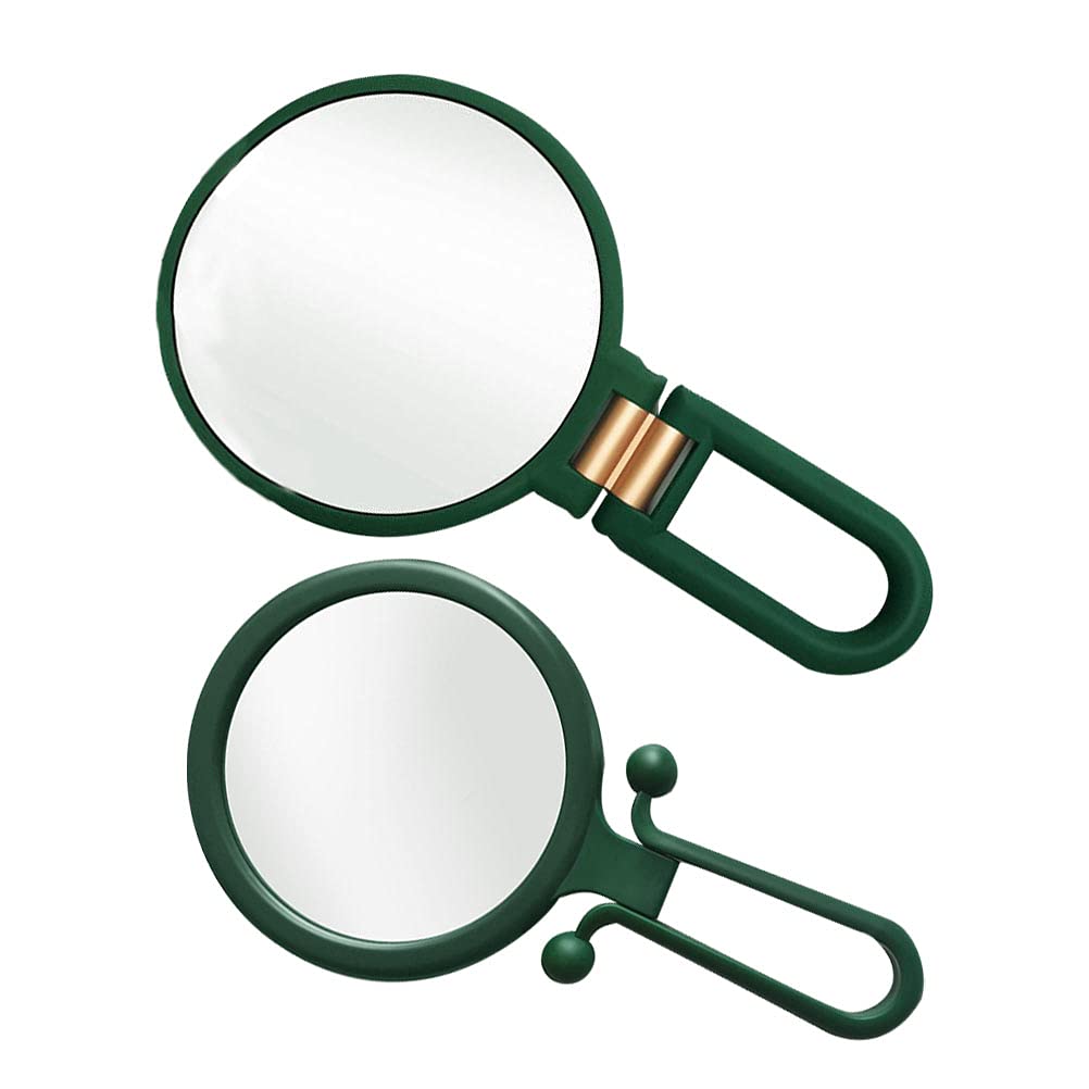 2PCS Folding Desktop Makeup Mirror - Small Double-Sided Portable Cosmetic Mirror with LED Lights for Home & Travel | Perfect for Vanity, Dressing Table, and On-the-Go Touch Ups