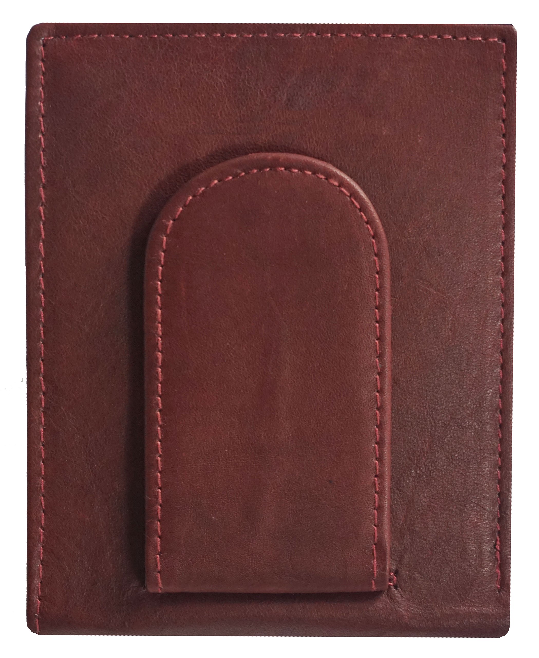 Genuine Leather Horizontal Bifold Wallet with Metal Money Clip & ID Holder - Slim RFID Blocking Mens Wallet for Everyday Carry, Business & Travel