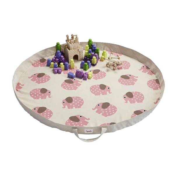 3 Sprouts Play Mat Bag - Elephant Design, Waterproof & Portable Baby Play Mat Storage for Daycare, Travel, and Home Organization