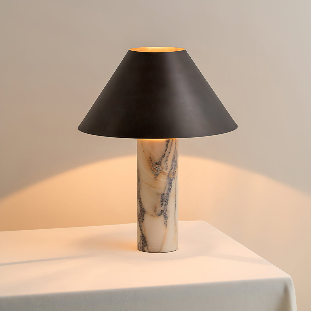 Elegant Cline Marble Table Lamp - Modern Home Decor Lighting for Living Room, Bedroom & Office - Dimmable LED Desk Lamp with USB Port