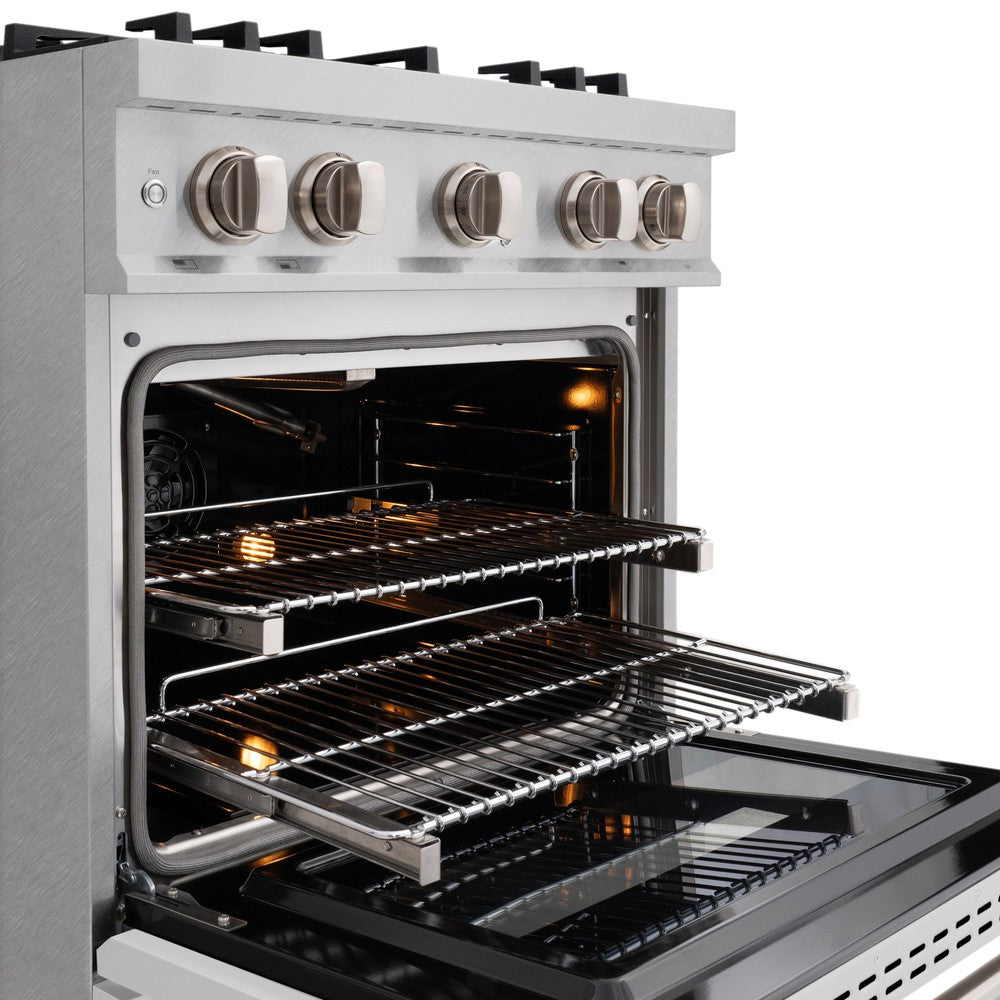 ZLINE 30 Inch 4.2 Cu. Ft. Classic Gas Range with 4 Burner Cooktop & Convection Oven - Satin Stainless Steel with White Matte Door (CGRS WM 30) - Perfect for Modern Kitchens, Home Cooking & Professional Chefs