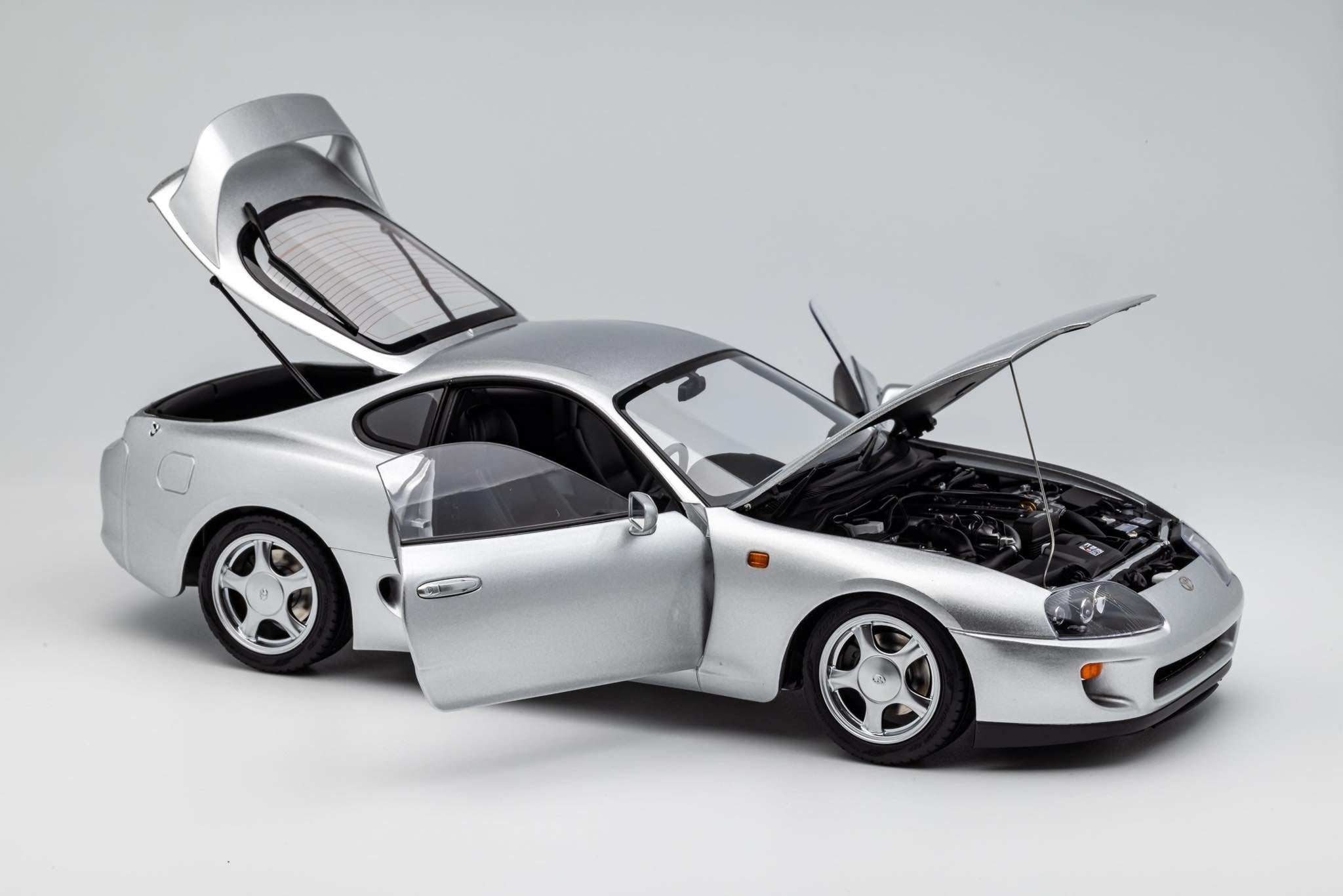 1:18 Scale Toyota Supra MK4 (JZA80) Diecast Model Car - Silver Collectible Toy for Display, Gift & Racing Enthusiasts - Perfect for Home Office Decoration, Car Showcase & Anime Fans Collection