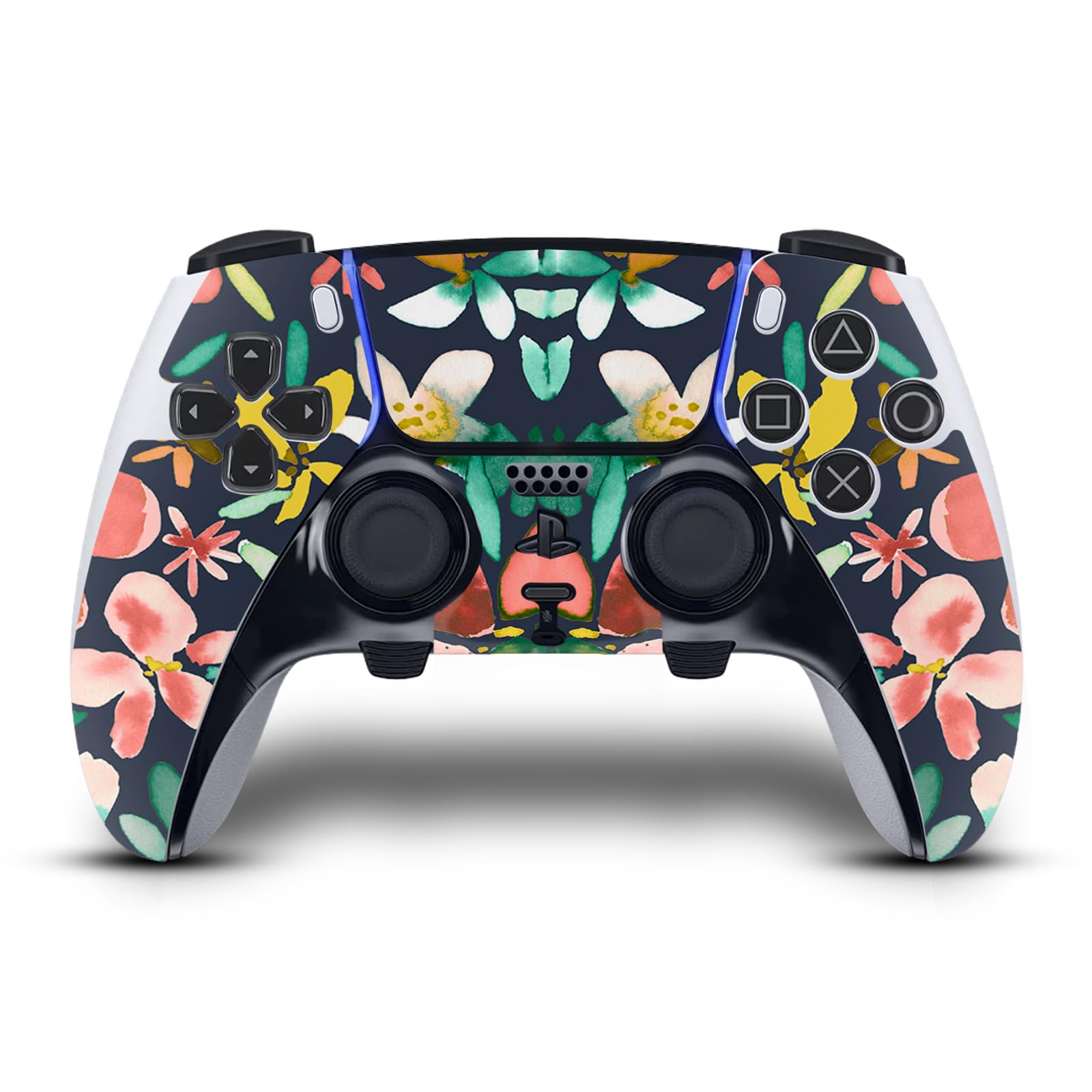 Official Ninola Green Floral Vinyl Sticker Skin Compatible with Sony PlayStation 5 PS5 DualSense Edge Controller - Gaming Protection & Customization for Enhanced Grip and Style