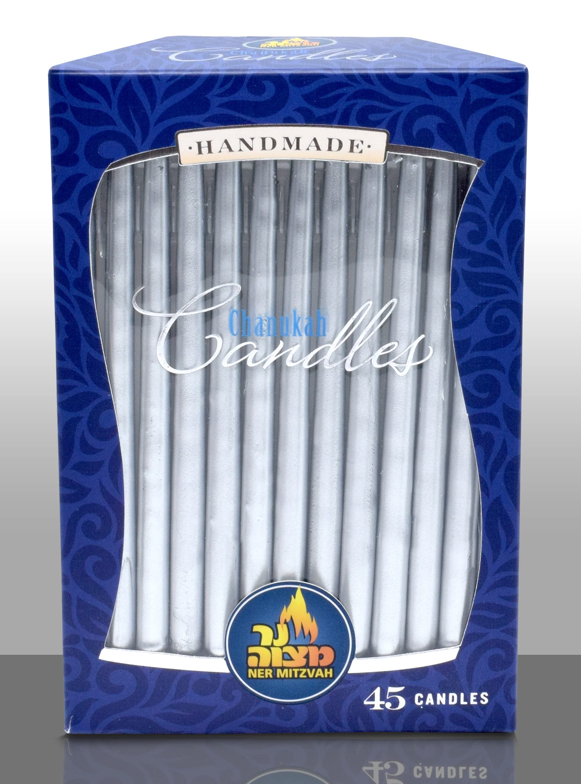 Premium Dripless Chanukah Candles - Standard Size Metallic Silver Hanukkah Candles for Menorah, High-Quality Wax Lasts All 8 Nights (Pack of 45) - Perfect for Home Celebrations, Synagogue Events & Holiday Decorations