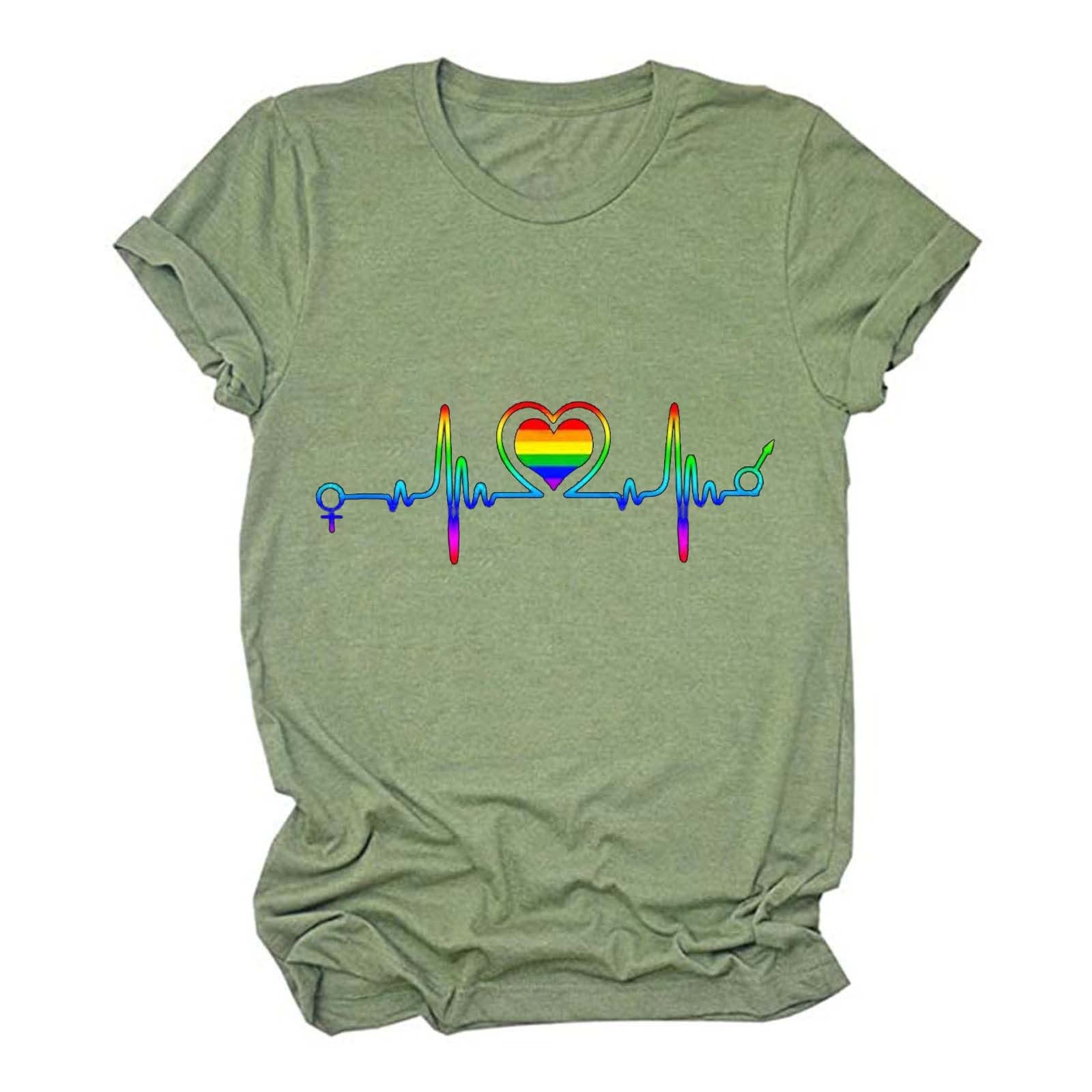 HRAPDA Women's Trendy Summer Short Sleeve T-Shirt - Casual O-Neck Blouse with Heart Print, Colorful Basic Tee for Daily Wear, Outings & Vacation | Perfect for Beach, Shopping and Date Nights