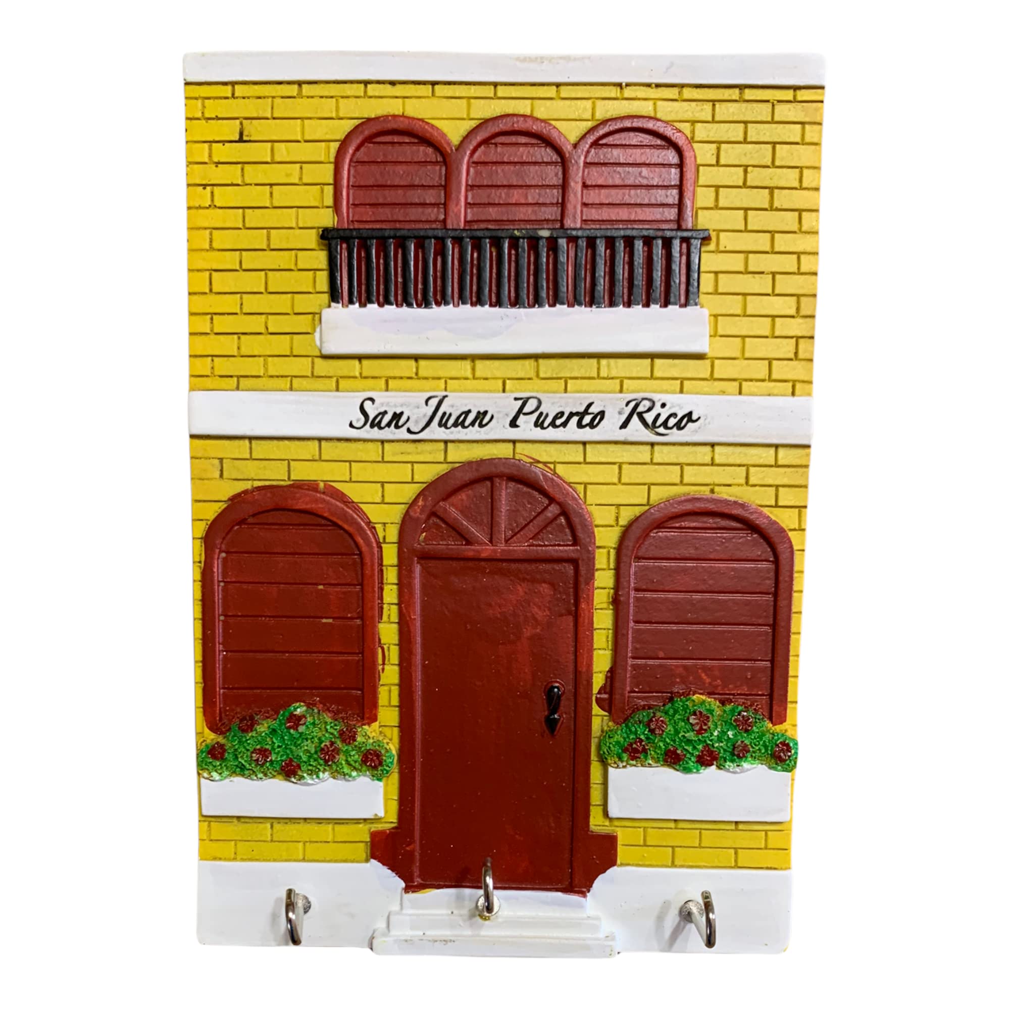 Stylish Key Holder with Casita Balcony Design - Puerto Rico Inspired Large Wall Organizer - Perfect for Entryway, Bedroom, or Office Decor