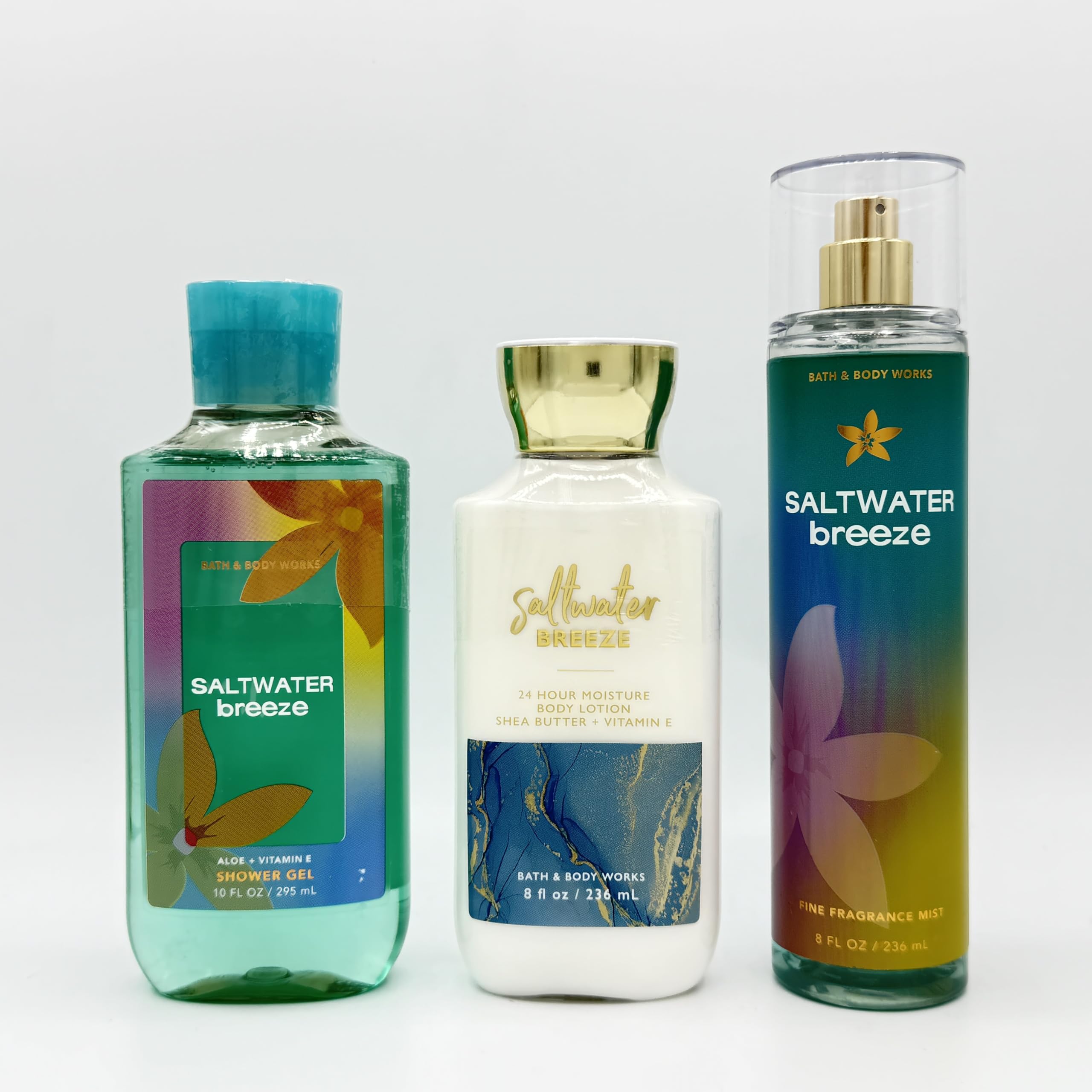 Saltwater Breeze 3-Piece Bath & Body Set | Moisturizing Shower Gel, Hydrating Body Lotion & Refreshing Fragrance Mist for Women | Perfect for Spa Day, Gift Sets & Daily Skincare Routine