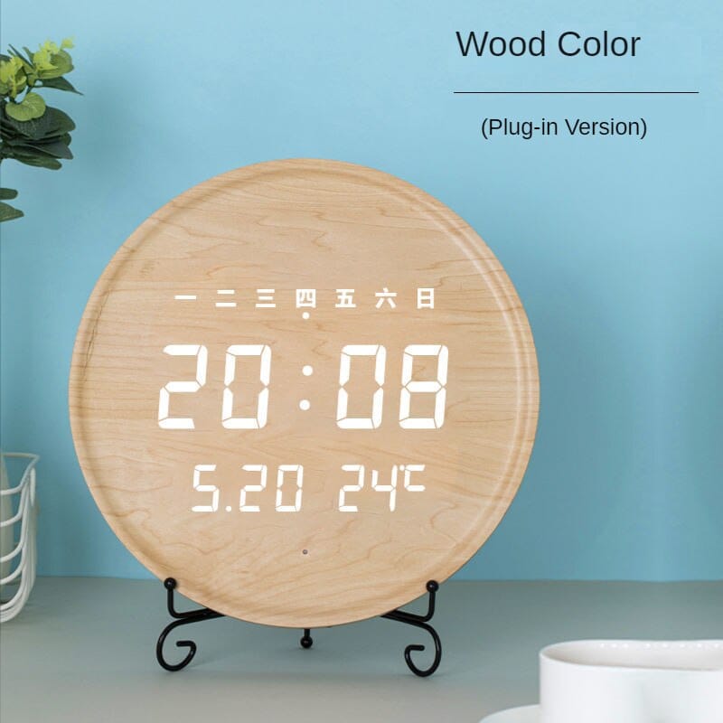 Luxury Digital Wooden Wall Clock - Modern Silent LED Display for Home, Office & Living Room Decor