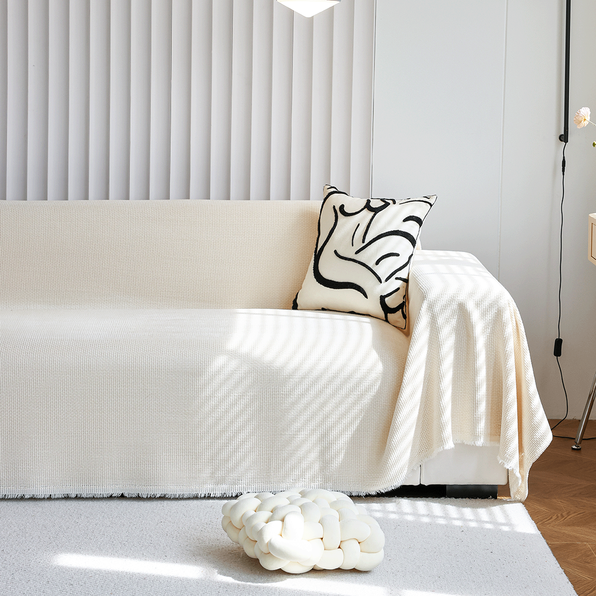 Classic Weave Sofa Cover - Stretchable Furniture Protector for Couches, Loveseats & Sectionals - Perfect for Pets, Kids & Everyday Use - Home Decor Living Room Essentials