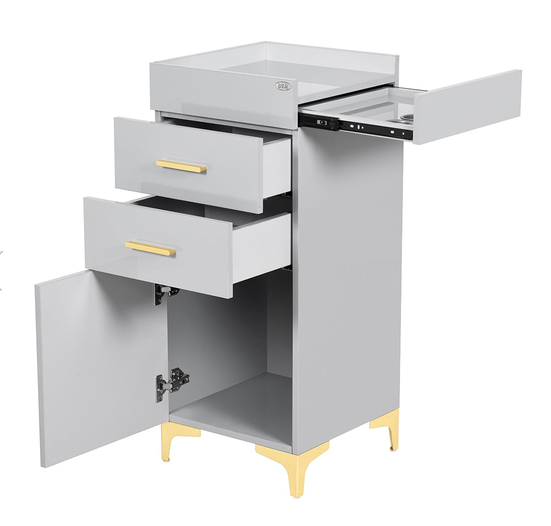 Harper Styling Station Cabinet - 3-Tier Rolling Beauty Vanity with Mirror & Storage for Makeup, Hair Tools & Accessories - Perfect for Salon, Home & Professional Stylists