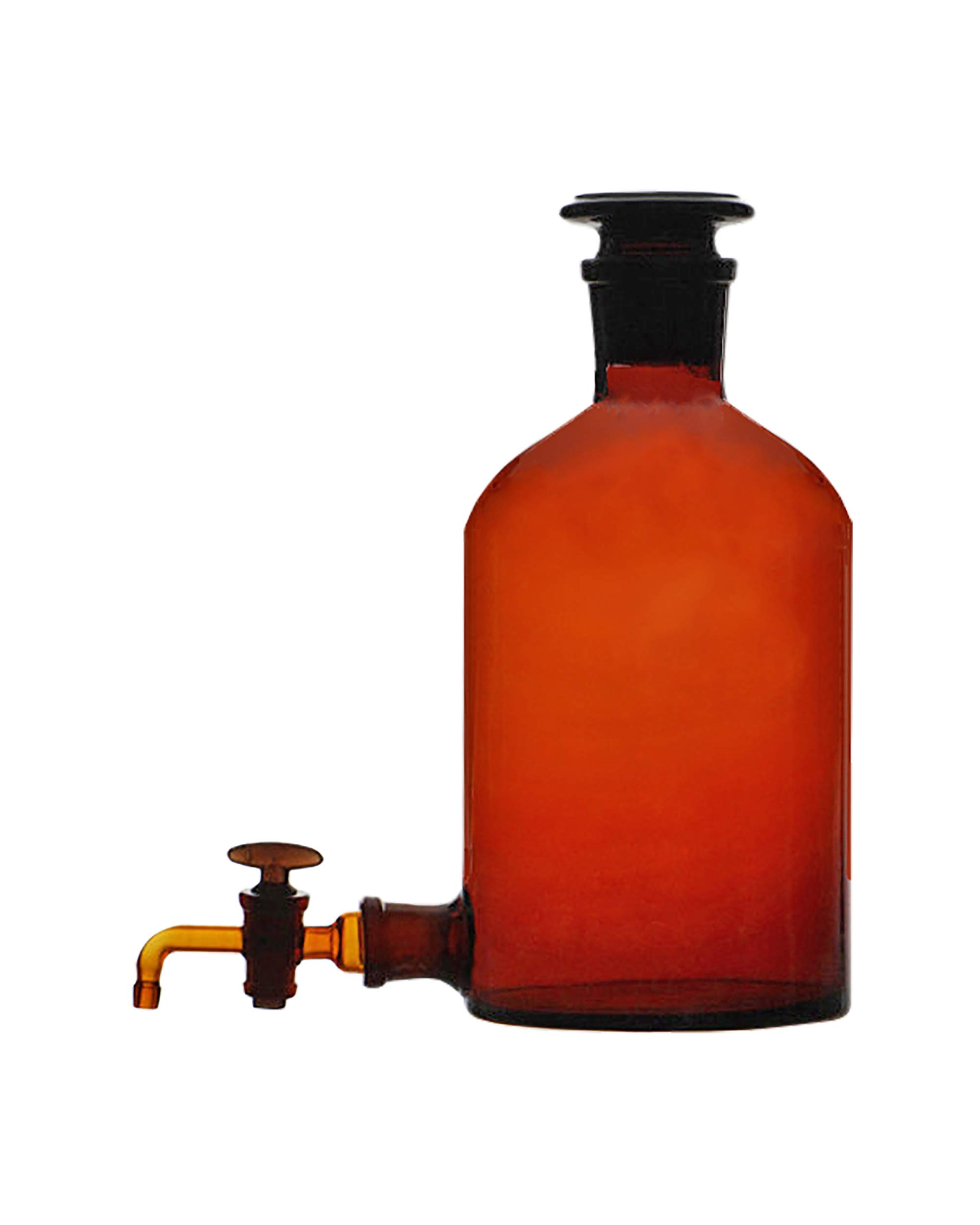 MAI-2500 2500ml Amber Glass Aspirator Bottle with Glass Stopcock & Ground Stopper - Laboratory Filtration, Chemical Storage, Essential Oil Collection (BPA-Free, Heavy Duty)