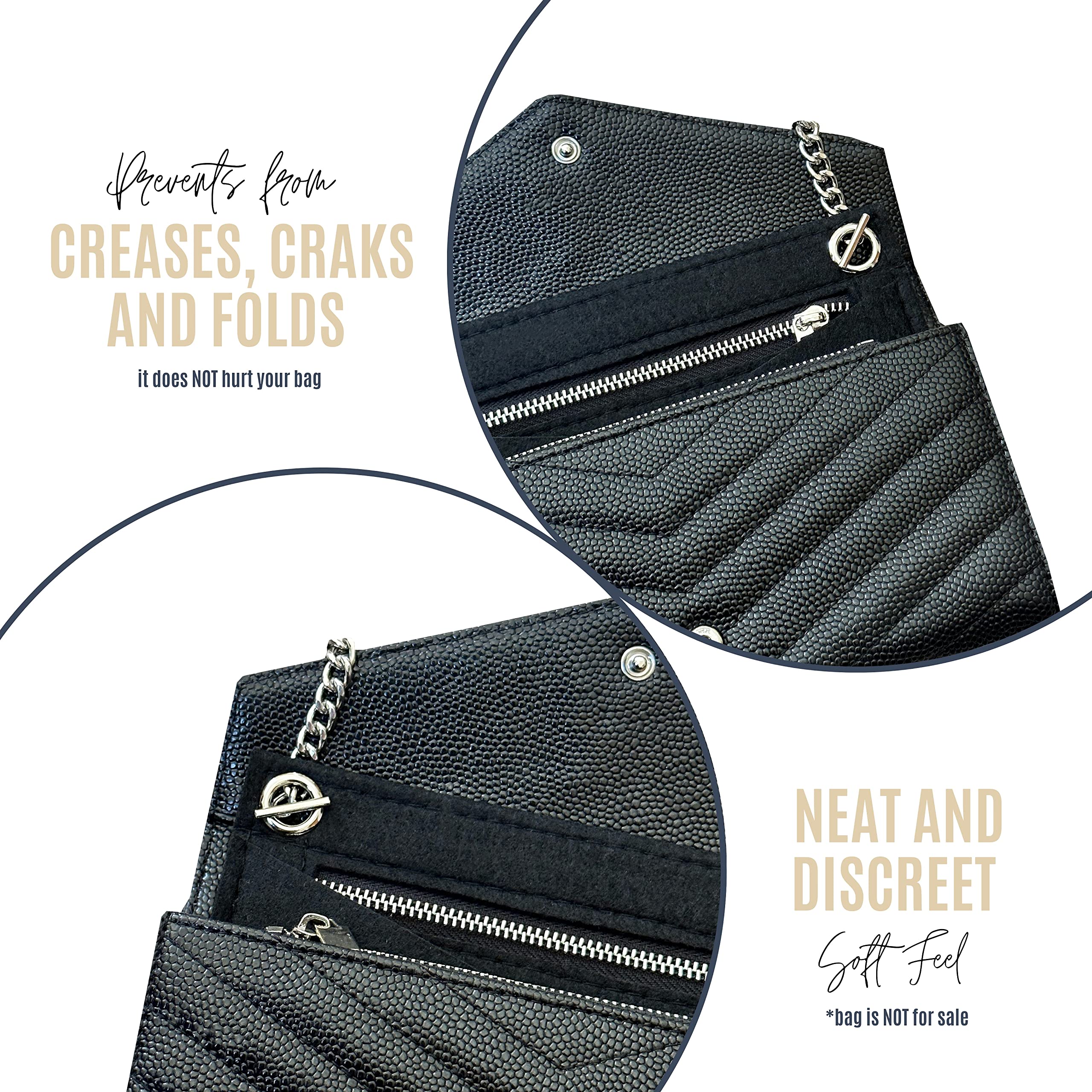 Cassandre Large Flap Wallet with 120cm Silver Chain - Convertible Card Holder & Crossbody Bag Insert - Black Matelasse Leather WOC (Perfect for Travel, Shopping & Everyday Use)
