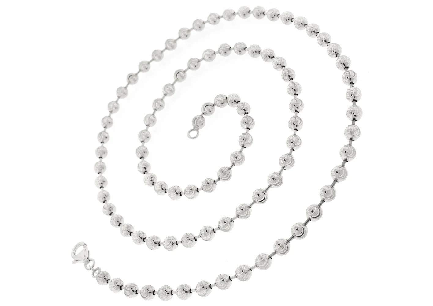 Verona Jewelers 925 Sterling Silver Moon Cut Bead Chain Necklace - 2MM 3MM 4MM Dog Tag Ball Link Necklace for Men & Women - Rhodium & Yellow Gold Plated Beaded Necklace (16-36 Inch) - Perfect for Everyday Wear, Gifts & Special Occasions