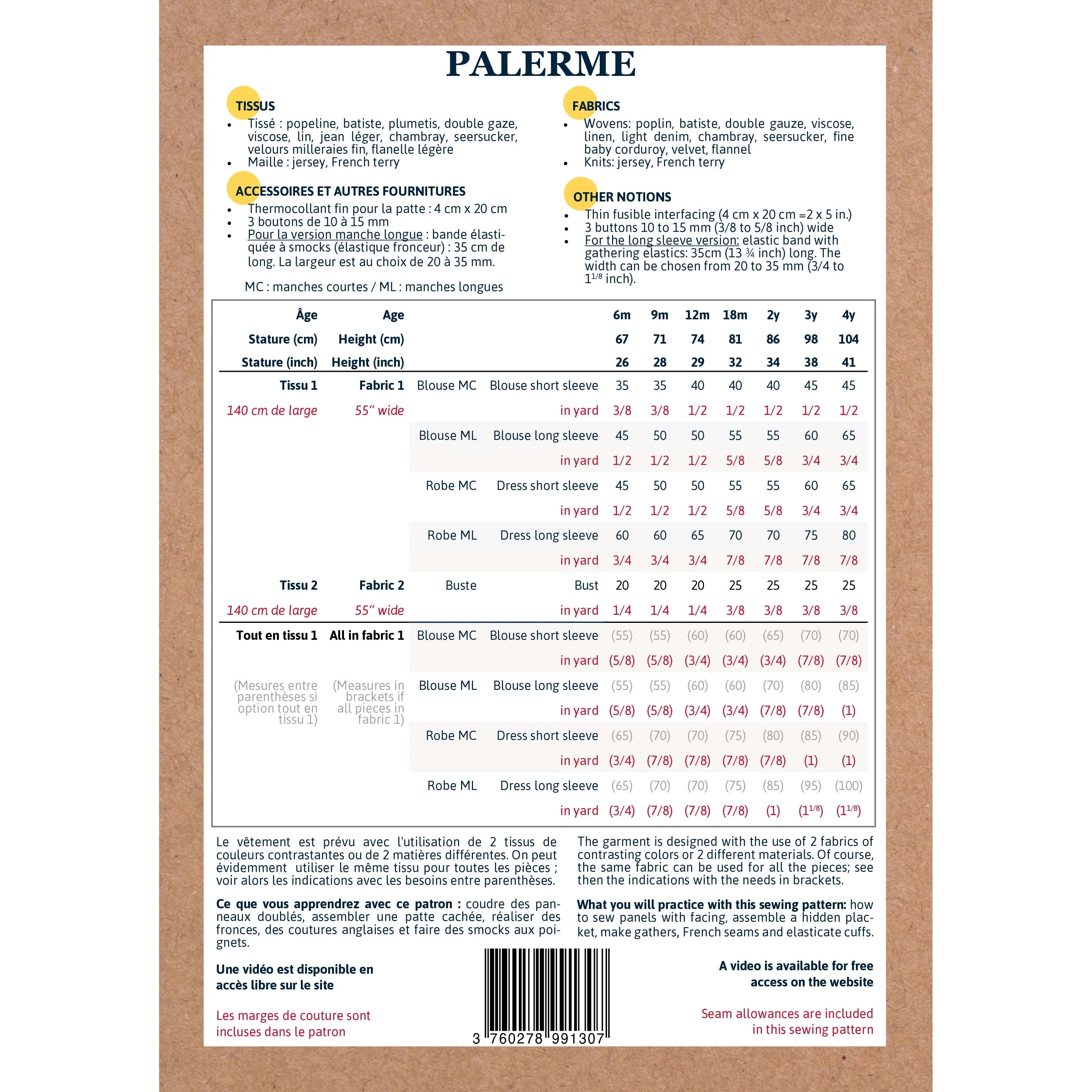 Palerme Blouse and Dress Sewing Pattern for Girls Age 6 Months to 4 Years | DIY Baby & Toddler Clothing | Perfect for Birthday Outfits, Photo Shoots & Special Occasions