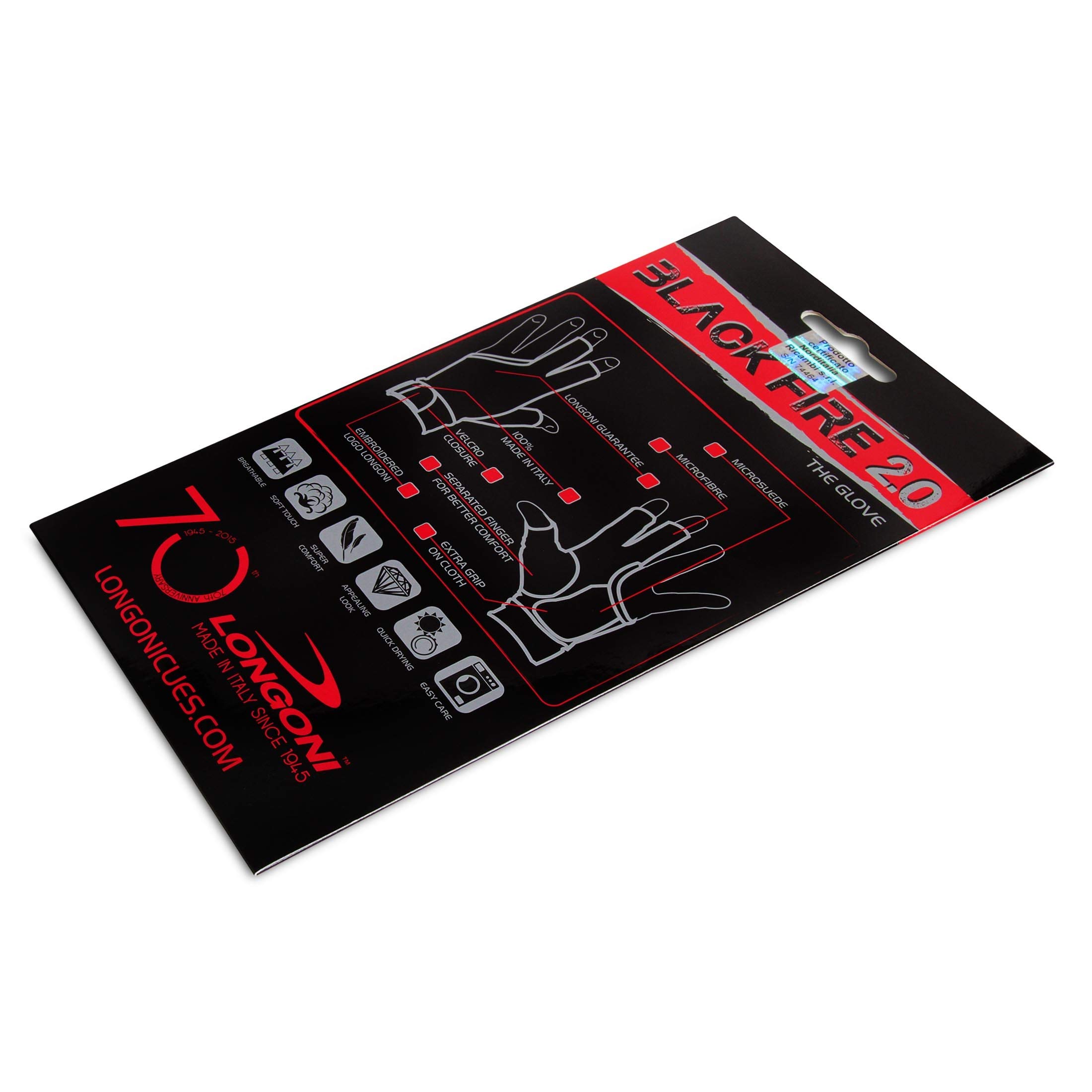 Longoni Black Fire 2.0 Billiard Pool Cue Glove - Left & Right Hand Comfort Fit - Black - Perfect for Snooker & 8-Ball Tournaments