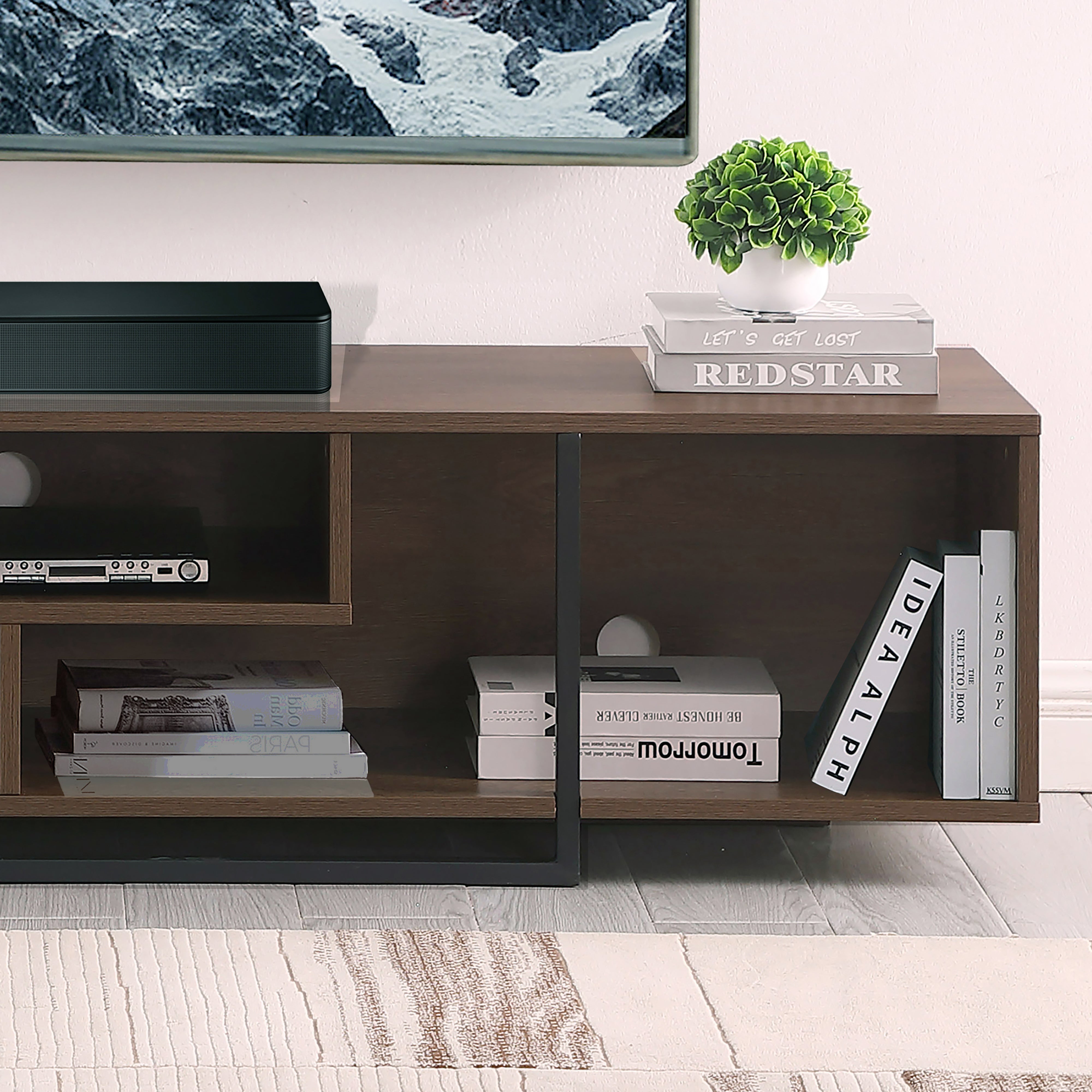 Tauris™ Vader 1800 Dark Oak Open Style Entertainment Unit TV Cabinet - Modern Media Console for Living Room Home Theater Setup