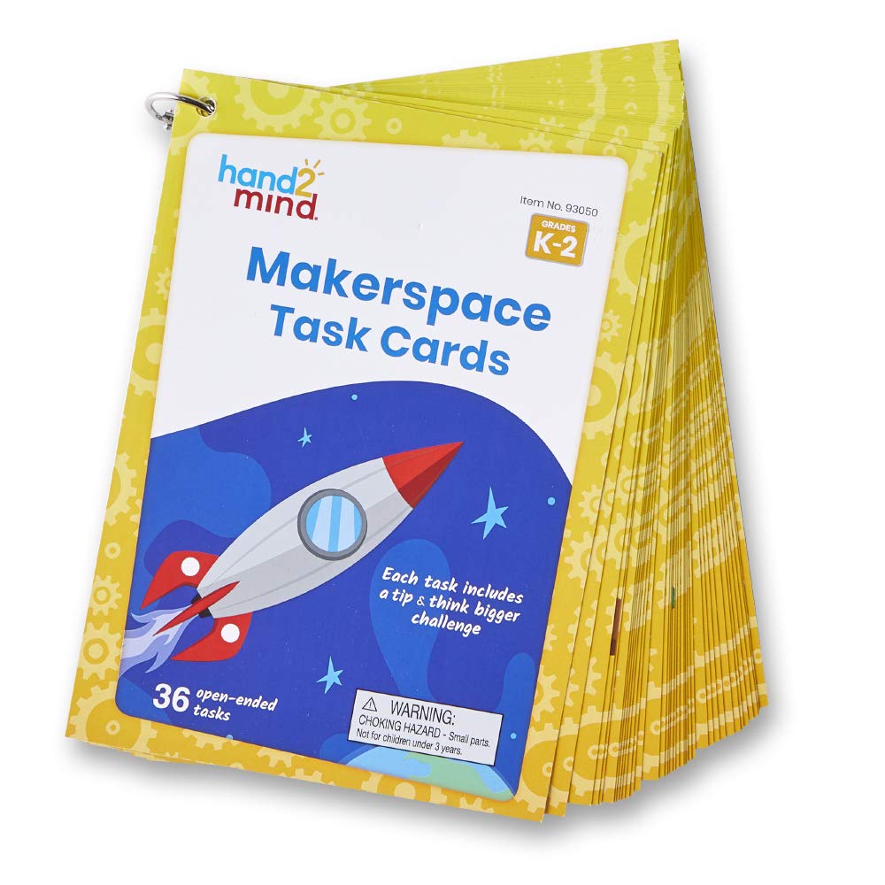 hand2mind Makerspace Task Cards - 36 STEM Learning Activities for Kids (Grades K-2) | Creative Building Projects, Educational Toys & Classroom Supplies | Perfect for Homeschooling & Elementary STEM Labs