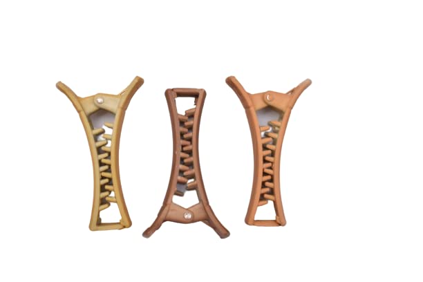 3 Pack Wooden Hair Clips for Women & Girls - Medium Size Hair Clutchers for Daily Use, Styling & Fashion Accessories - Perfect for School, Work, and Casual Outfits