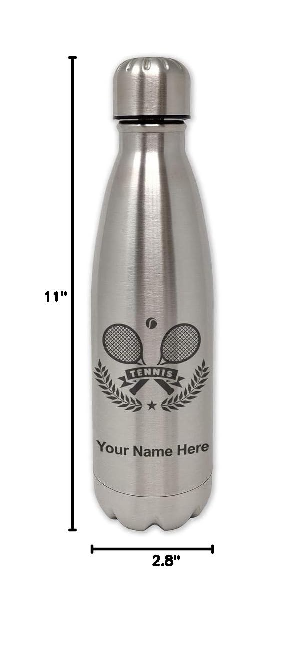 LaserGram Stainless Steel Water Bottle with Personalized Engraving - Insulated Single Wall Design for Sports & Outdoor Activities - Perfect for Tennis, Gym & Hiking
