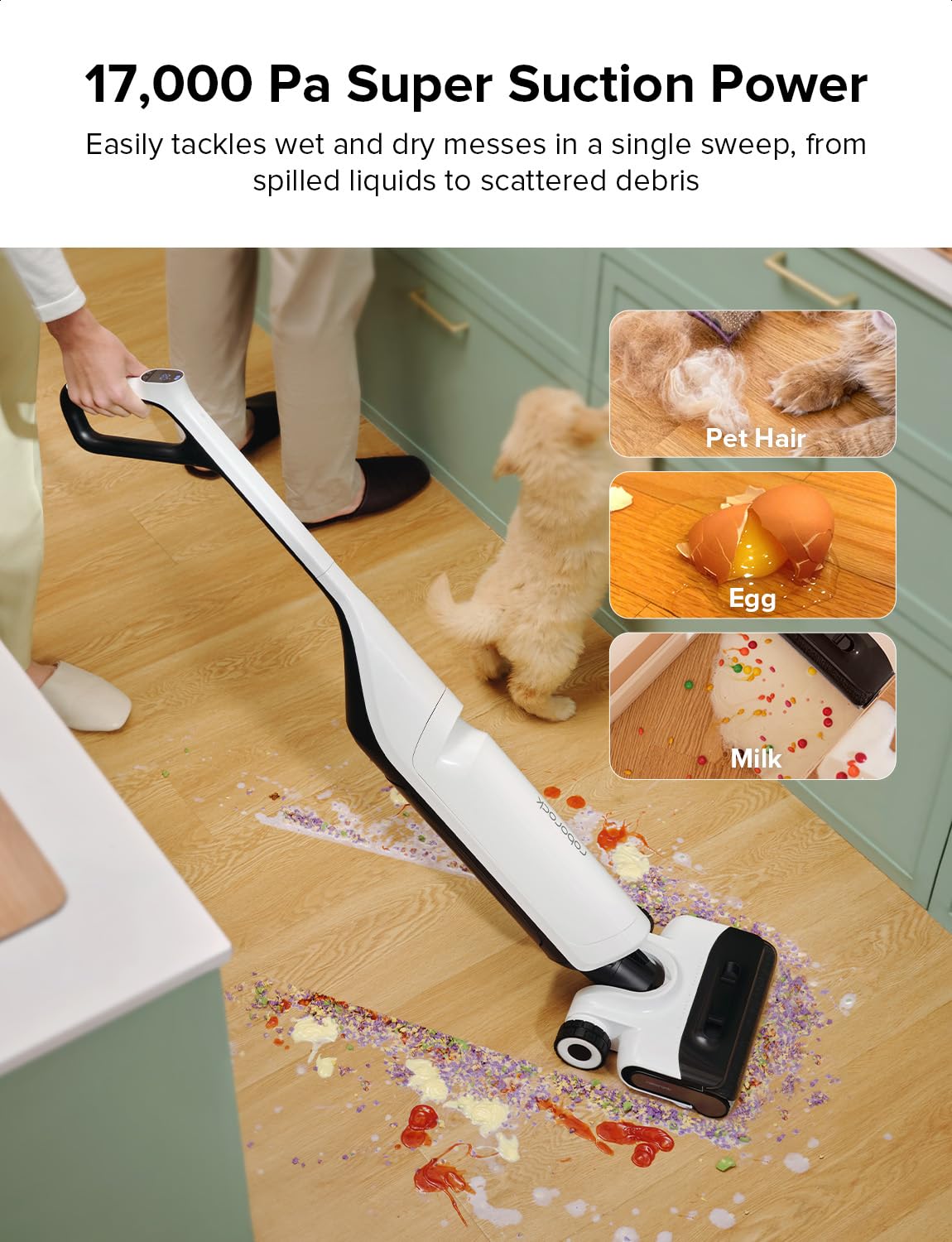 Roborock Flexi Pro Cordless Wet Dry Vacuum Cleaner and Mop - 17000Pa Powerful Suction, Hot Water Self-Cleaning, Hot Air Drying System for Hard Floors & Tiles | Edge-to-Edge Cleaning with FlatReach Technology | Perfect for Home, Office & Pet Hair Cleaning