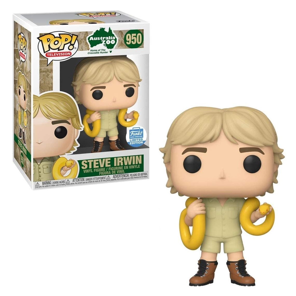 Funko POP! Australia Zoo: Steve Irwin with Snake #950 - Collectible Vinyl Figure for Fans & Gifts - Perfect for Display, Pop Culture Enthusiasts, and Home Decor
