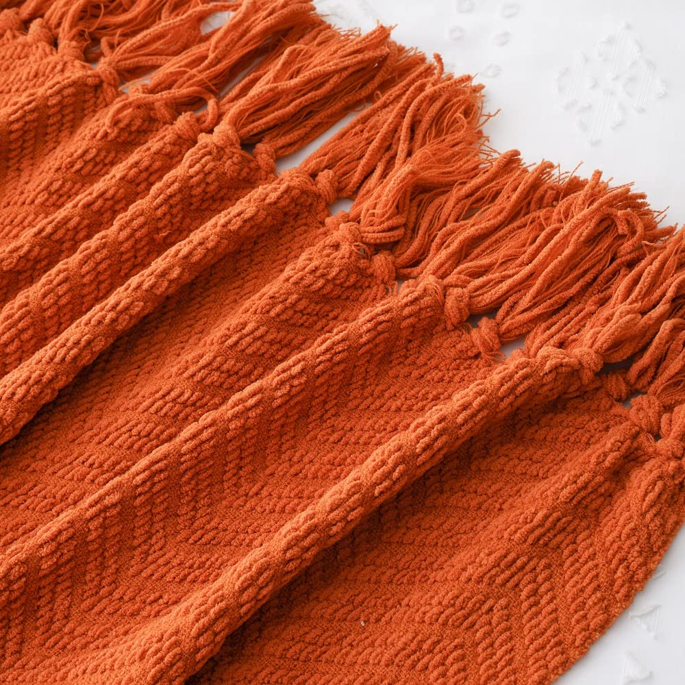 BATTILO HOME Burnt Orange Knit Throw Blanket - 60