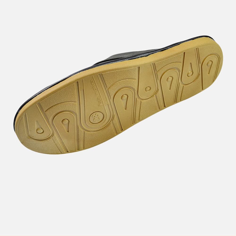 Premium Genuine Cowhide Slippers for Men & Women - Ultra Soft Indoor House Shoes with Non-Slip Sole - Cozy Winter Home Footwear for Couples (Brown, Size US 9/10) | Perfect for Lounging, Gift Giving & Cold Weather Comfort